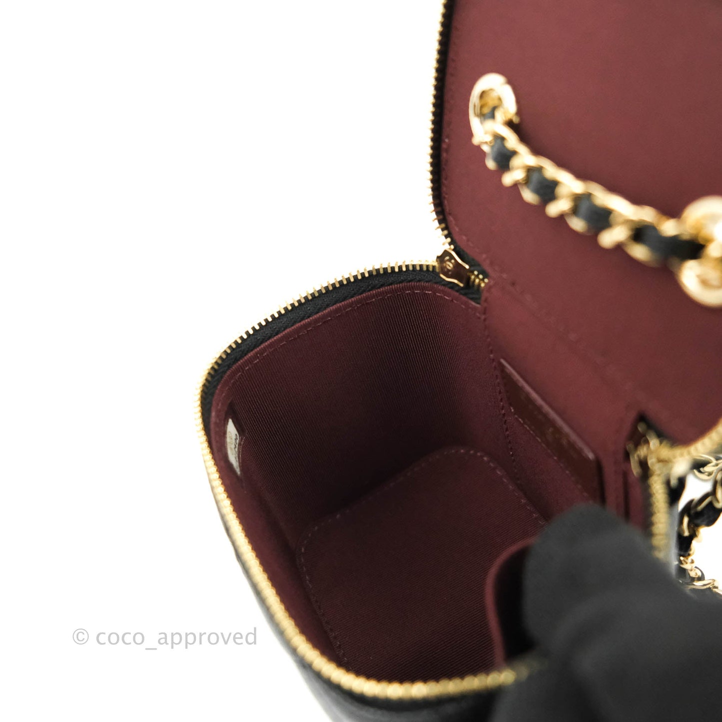 Chanel Classic Mini Vanity With Chain Black Caviar Gold Hardware