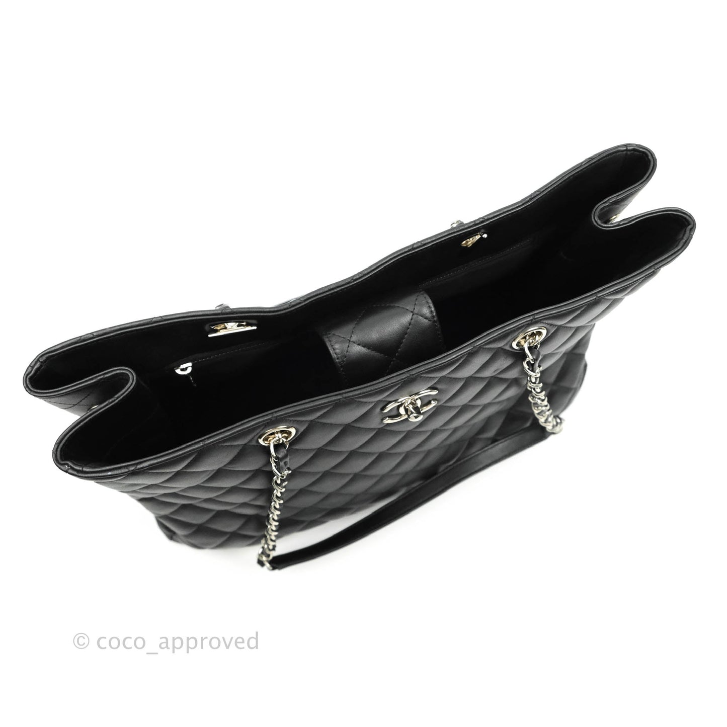 Chanel Quilted Timeless Tote Black Calfskin Silver Hardware