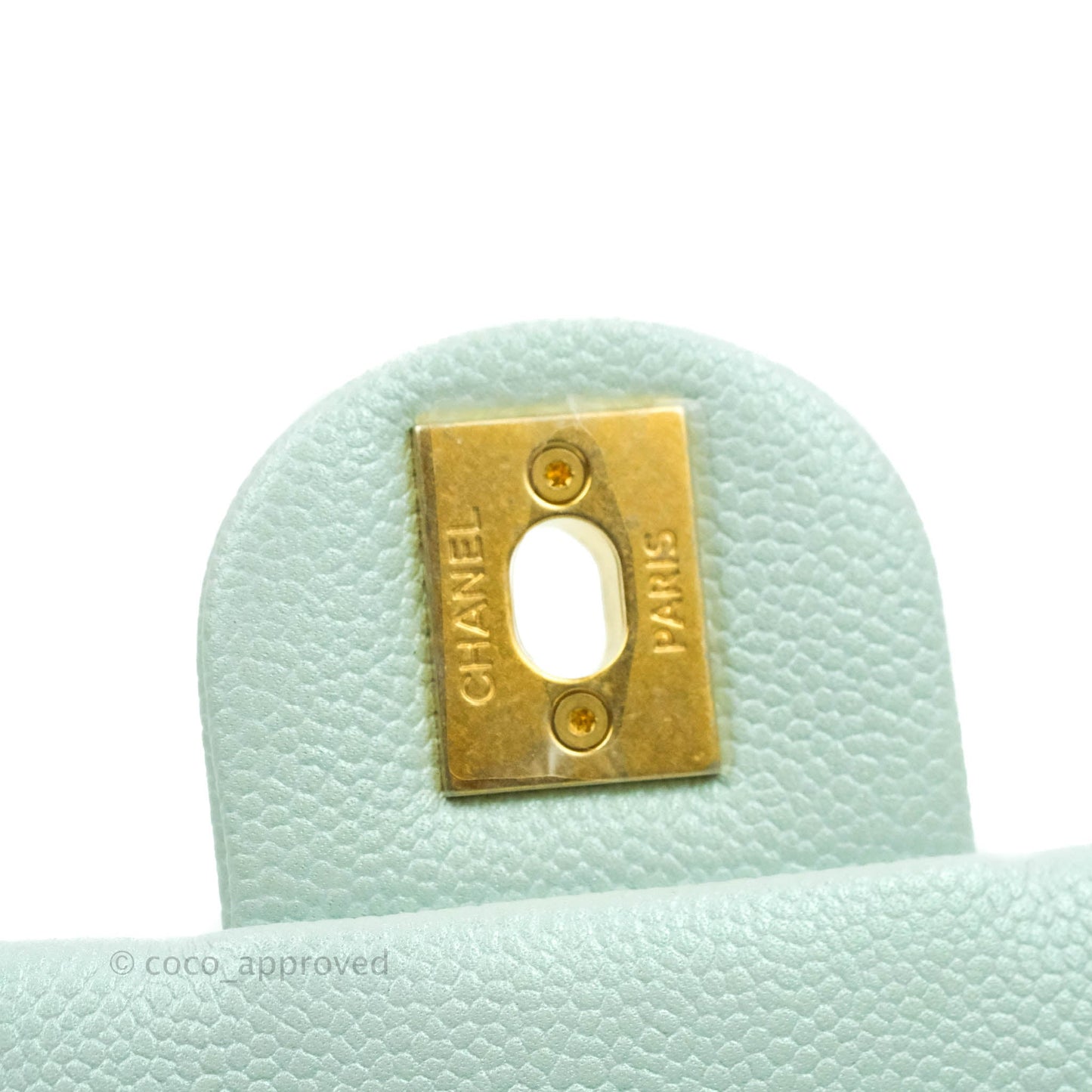 Chanel Quilted My Perfect Mini Iridescent Mint Green Caviar Aged Gold Hardware 21K