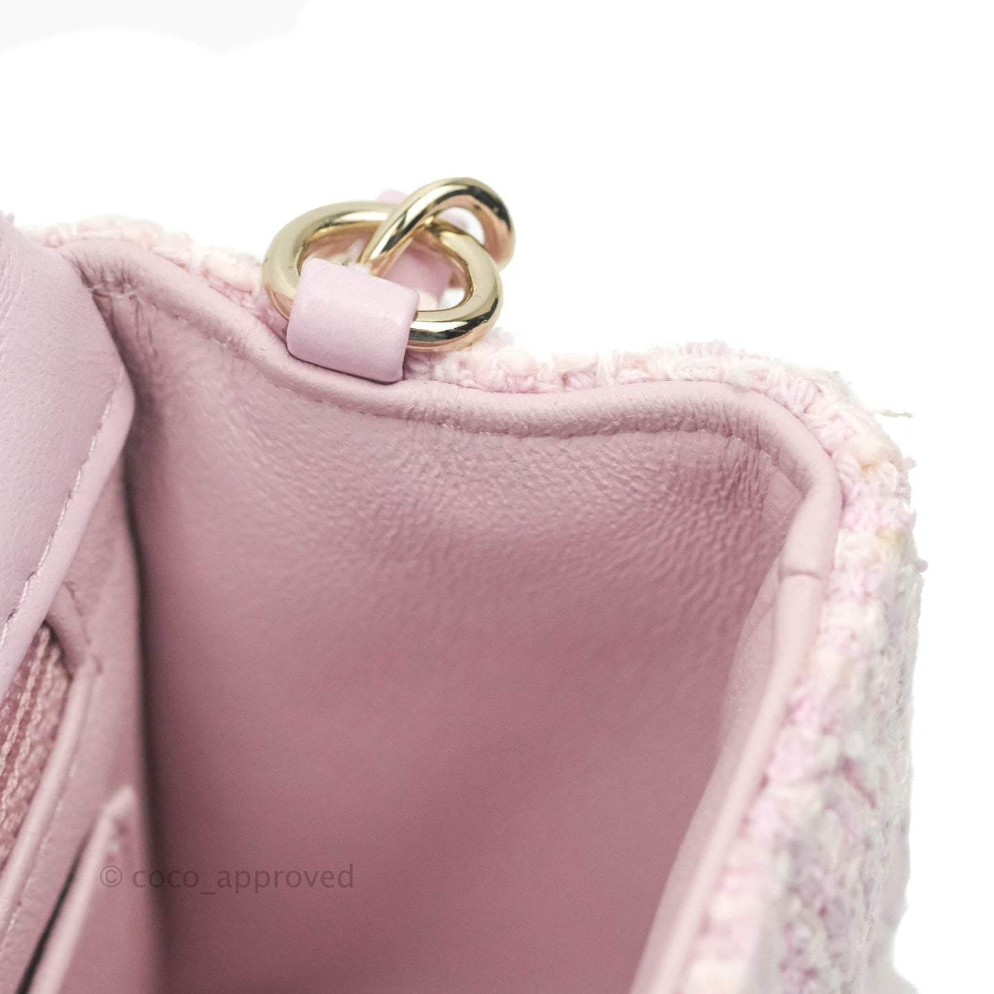 Chanel Quilted Mini Rectangular Flap Pink Tweed Gold Hardware