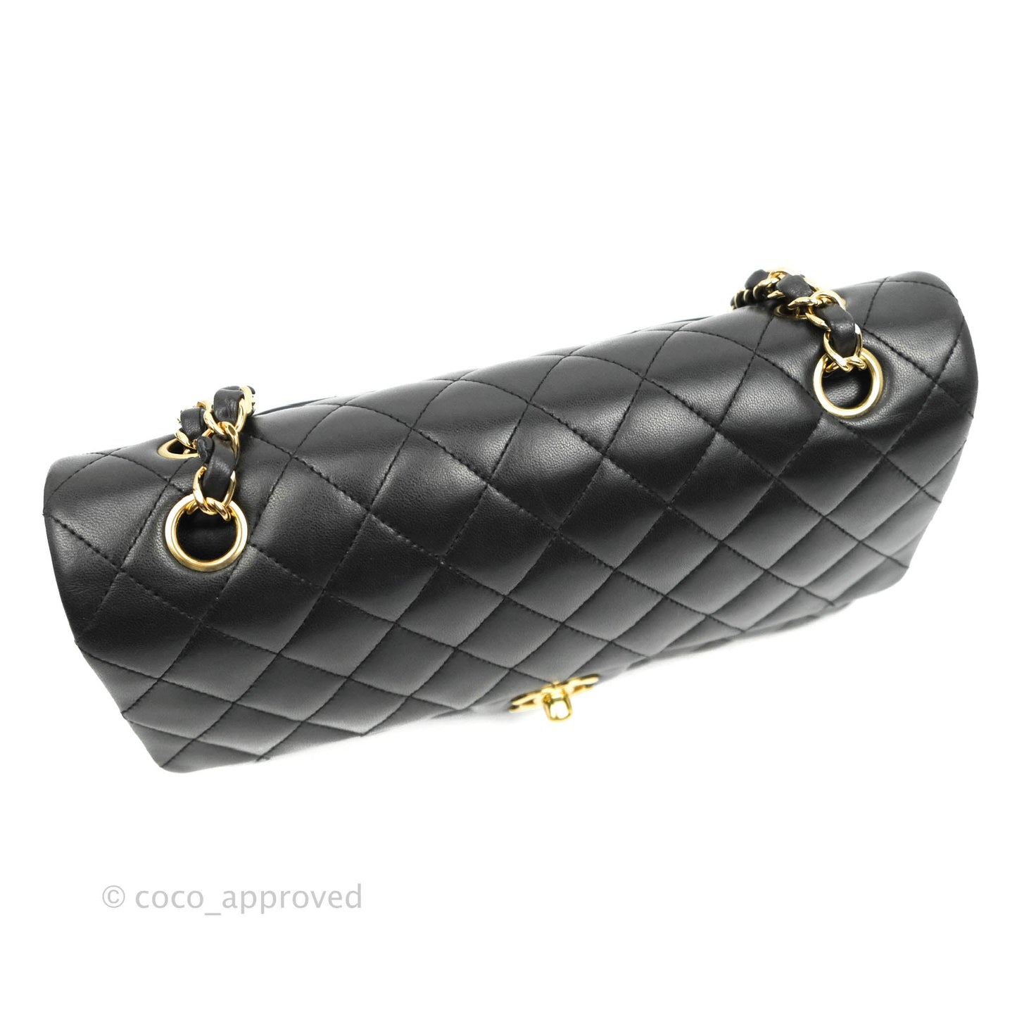 Chanel Classic M/L Medium Double Flap Black Lambskin Gold Hardware