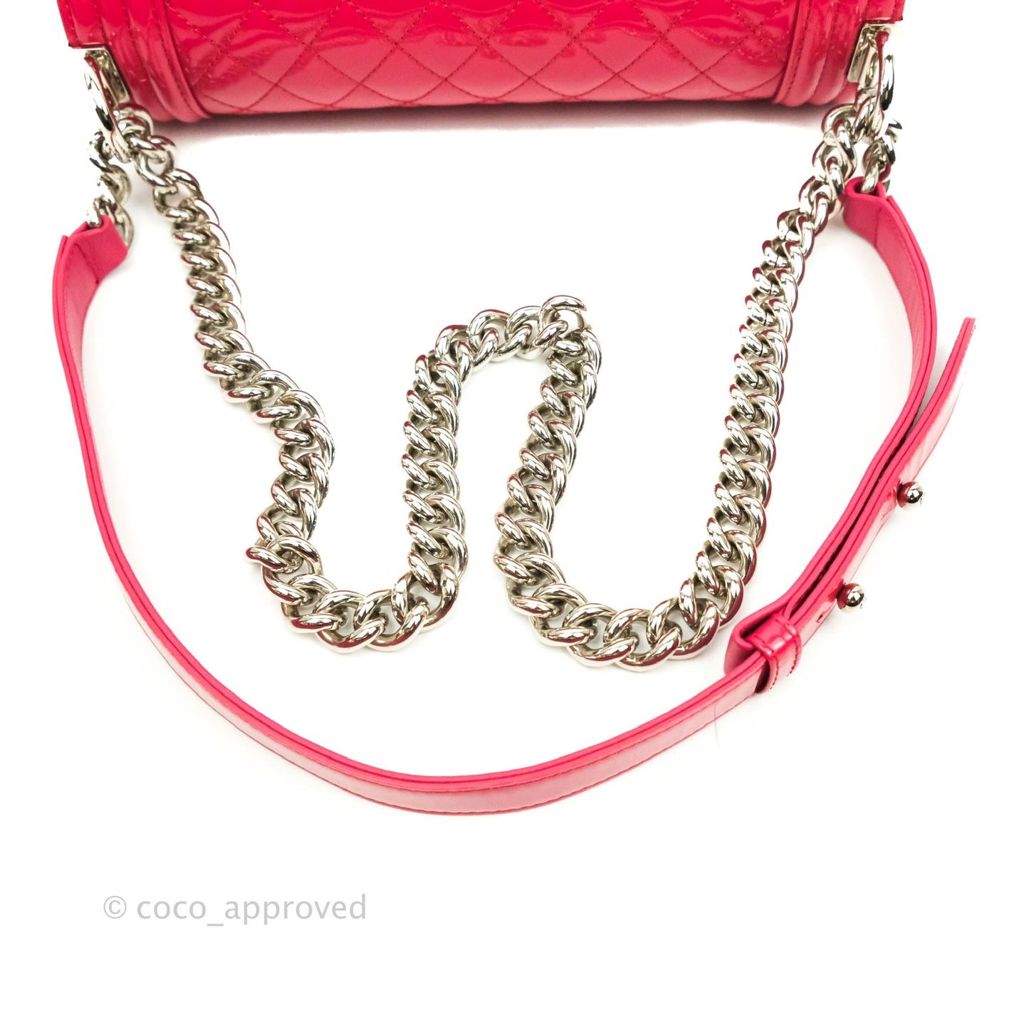 Chanel Quilted Medium Boy Bag Pink Patent Pink & Silver Hardware