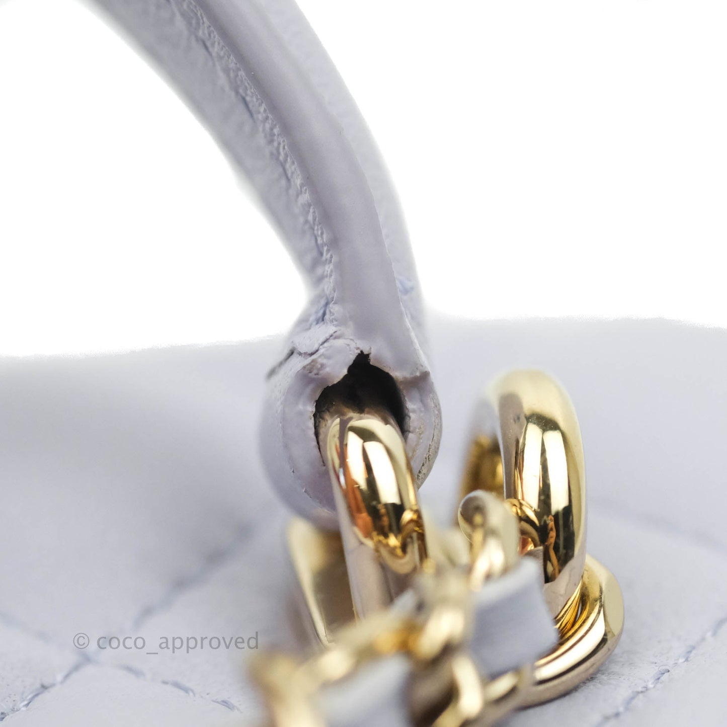 Chanel Vanity Rectangular Top Handle Light Purple Lilac Lambskin Gold Hardware