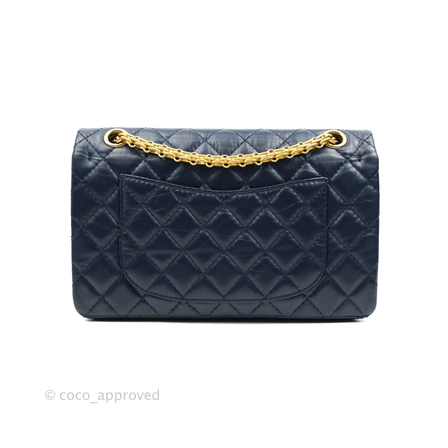 Chanel Reissue Quilted Navy Aged Calfskin Aged Gold Hardware 225