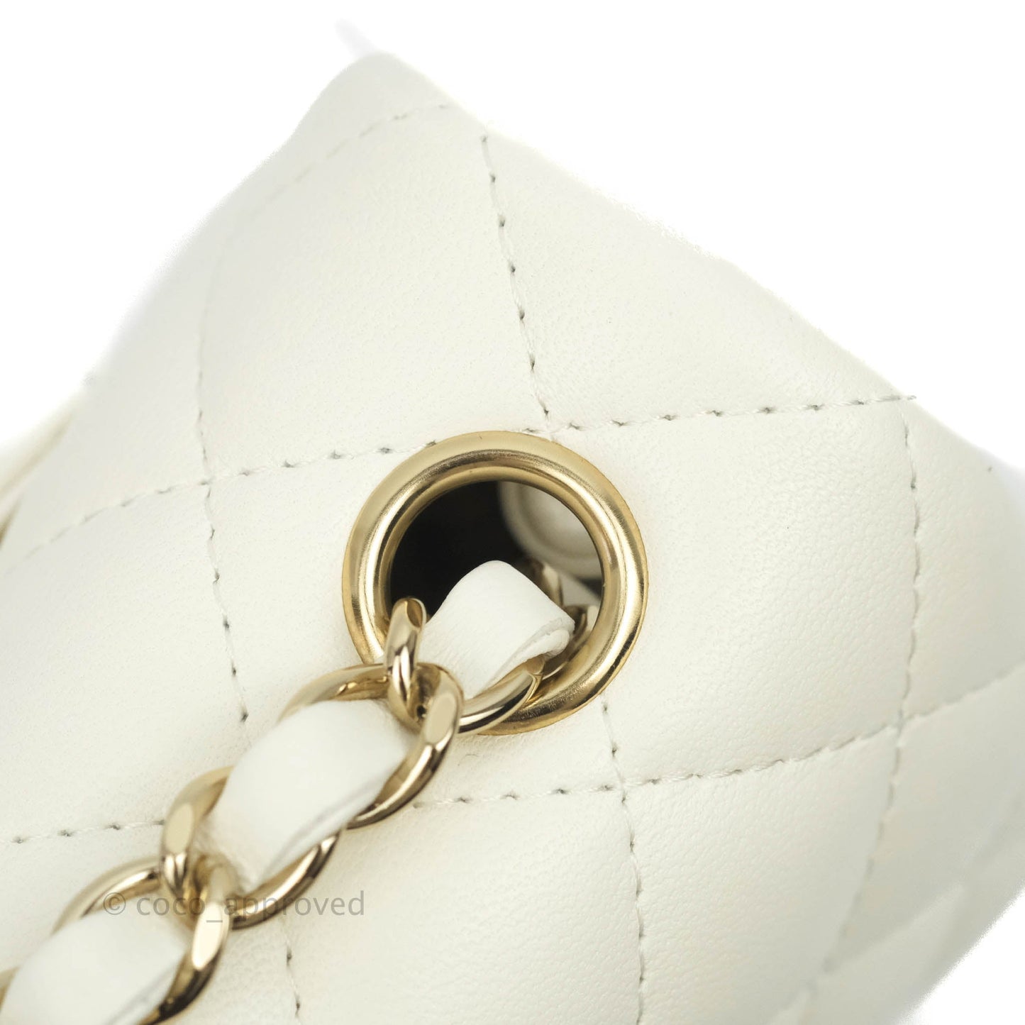 Chanel Quilted Mini Rectangular Flap White Lambskin Gold Hardware