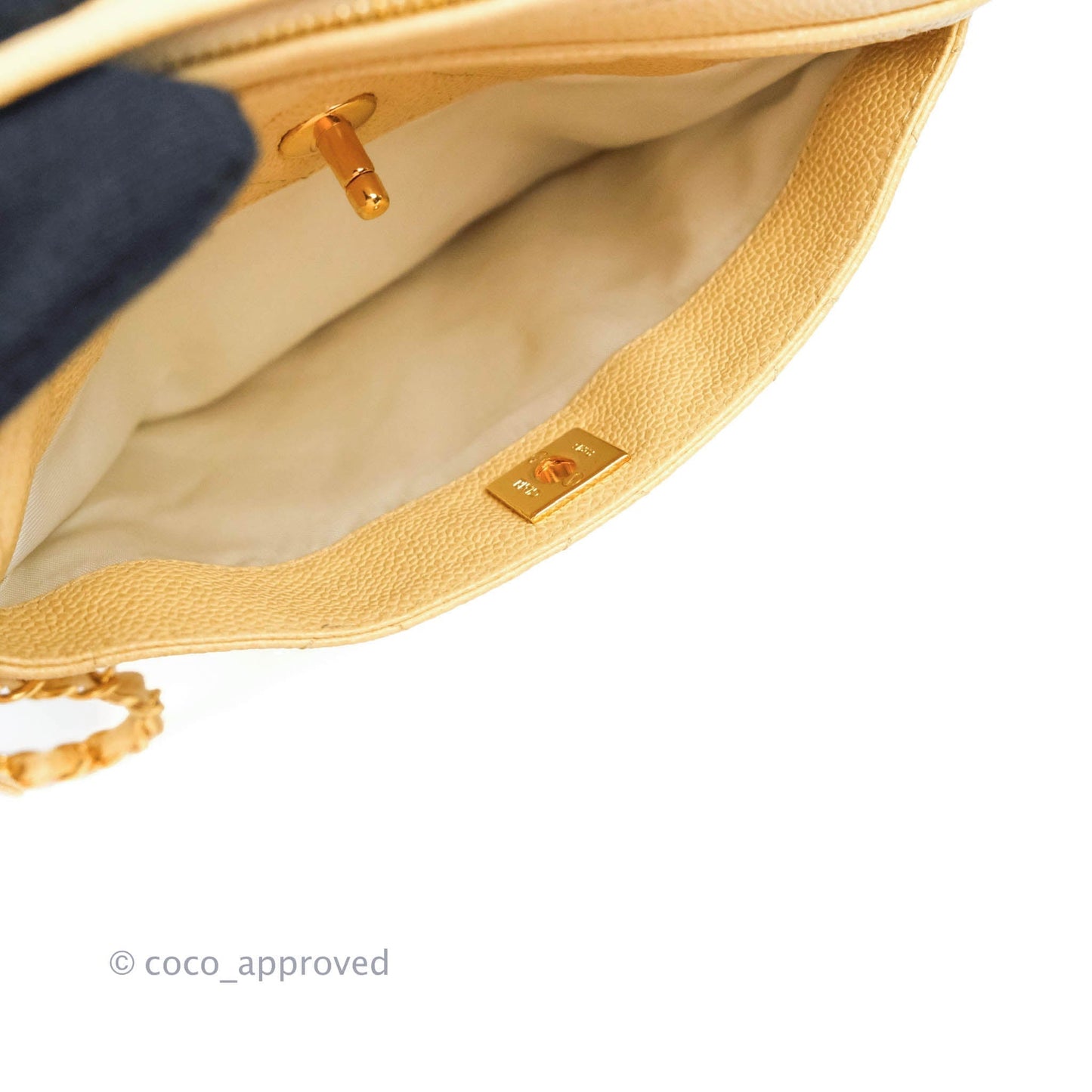 Chanel Vintage CC Large Square Camera Bag Beige Caviar 24K Gold Hardware