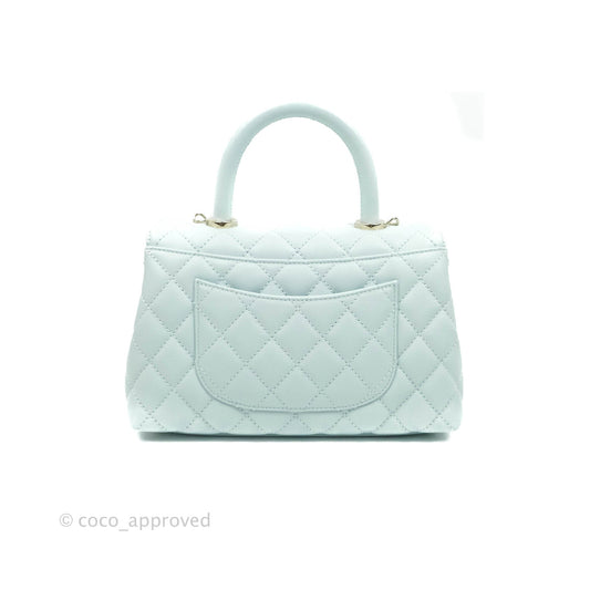 Chanel Mini Coco Handle Quilted Pale Mint Caviar Gold Hardware