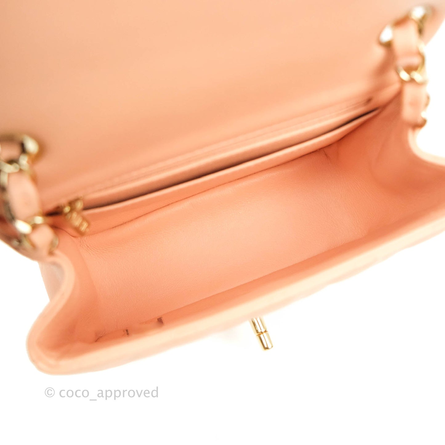 Chanel Quilted Mini Square Light Beige Pink Lambskin Gold Hardware