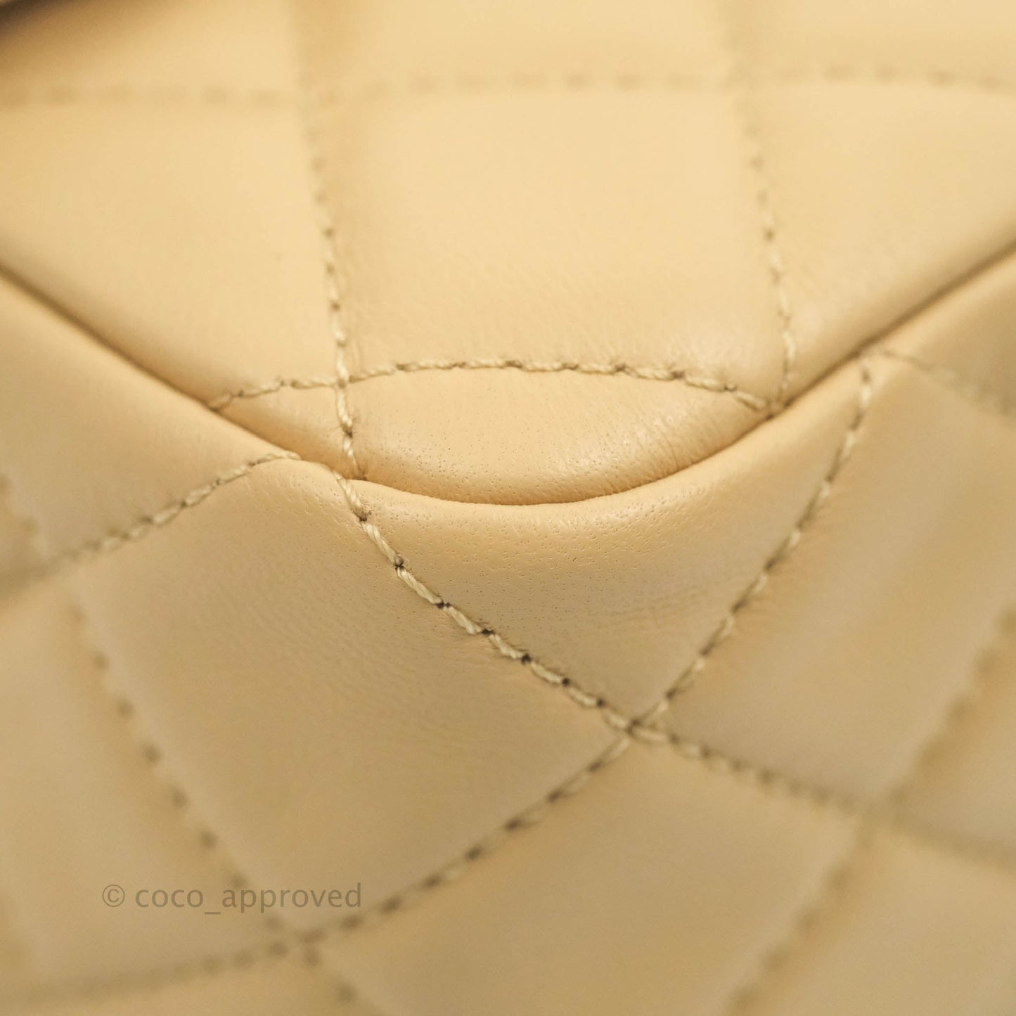 Chanel Mini Rectangular Pearl Crush Quilted Beige Lambskin Aged Gold Hardware 22C