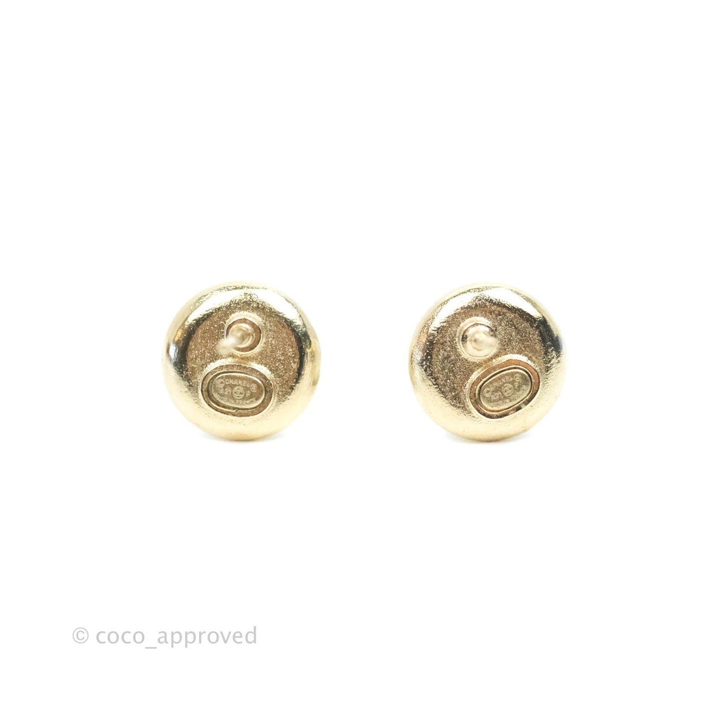 Chanel Pearl CC Crystal Earrings Gold Tone 21P