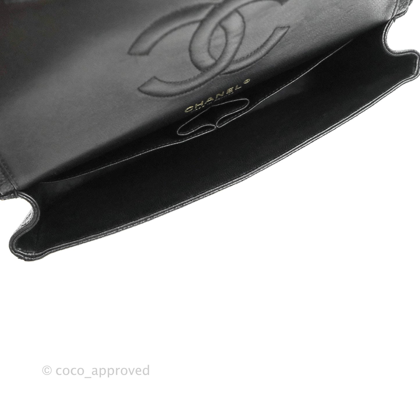 Chanel Classic M/L Medium Double Flap Black Caviar 24K Gold Hardware