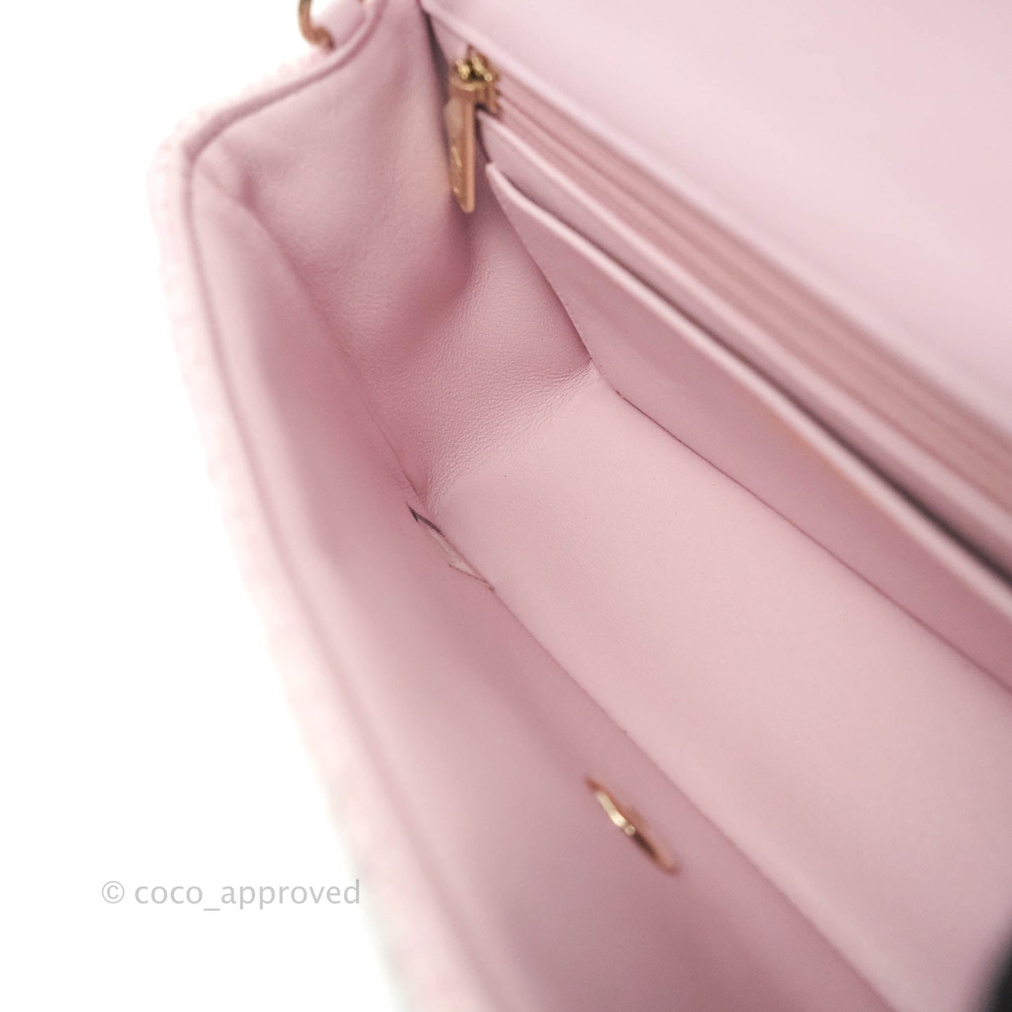 Chanel Quilted Mini Rectangular Flap Pink Tweed Gold Hardware