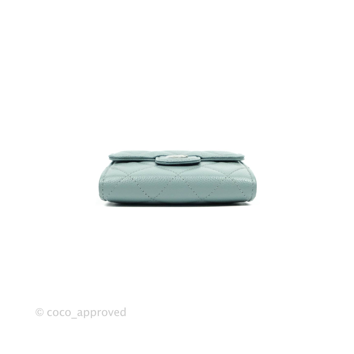 Chanel Mini Wallet With Chain Light Blue Caviar Silver Hardware 20B