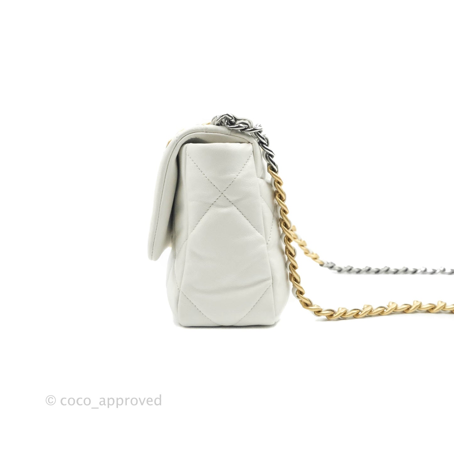 Chanel 19 Small White Goatskin Mixed Hardware 20A