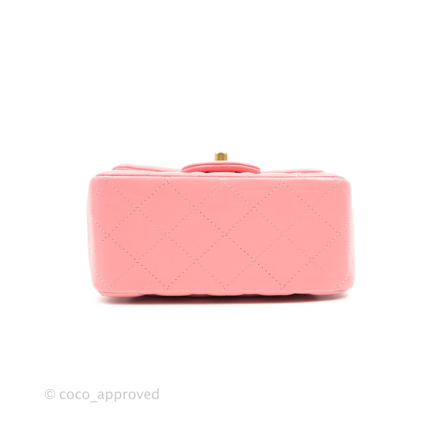 Chanel Quilted Mini Square Pink Lambskin Aged Gold Hardware 19S