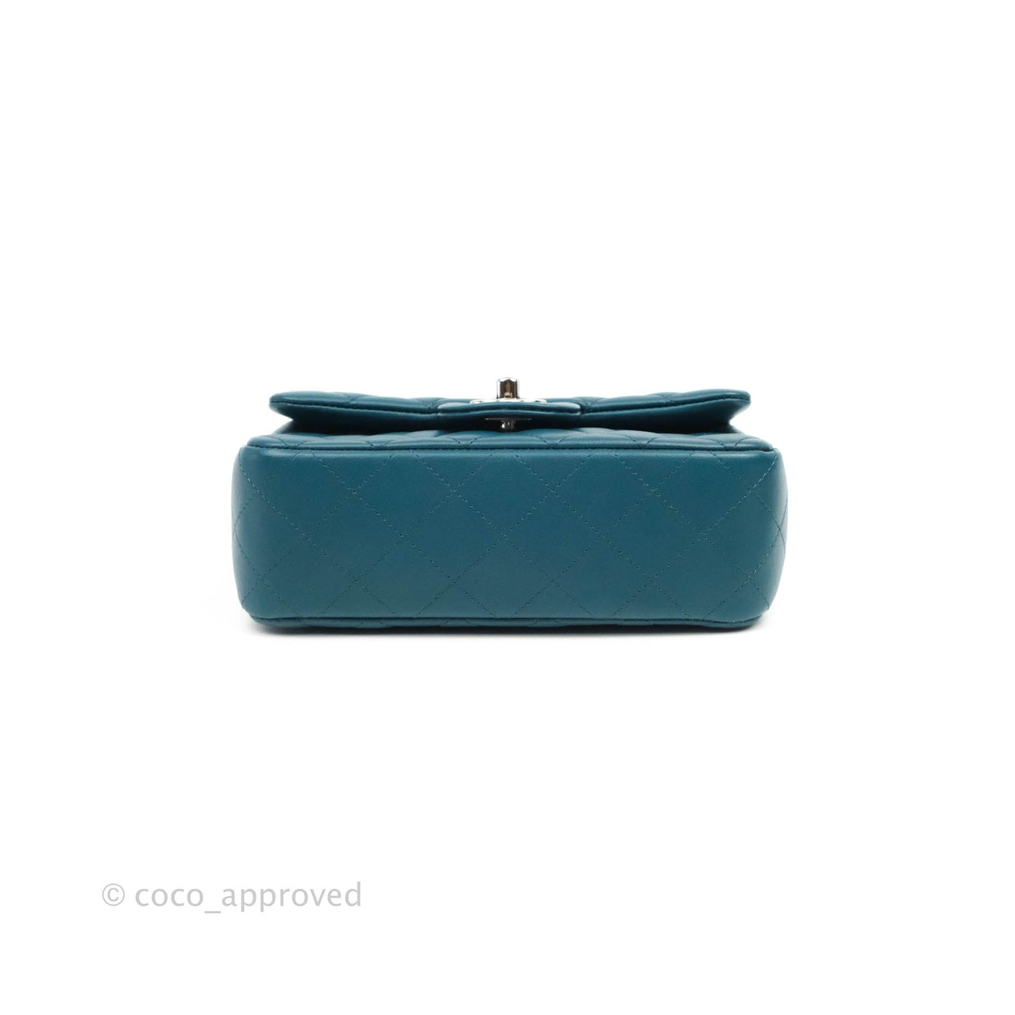 Chanel Quilted Mini Rectangular Teal Lambskin Silver Hardware