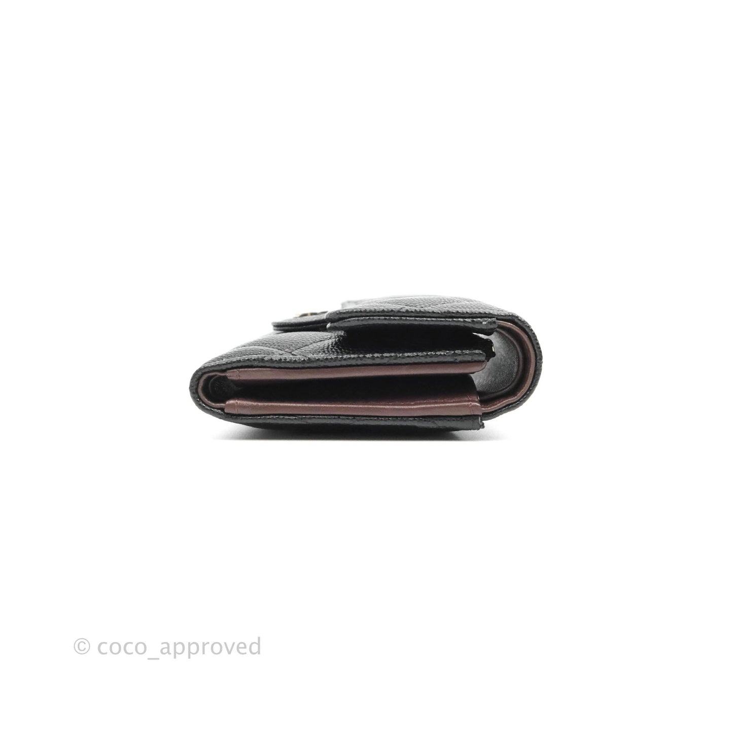 Chanel Classic Flap Wallet Black Caviar Gold Hardware⁣