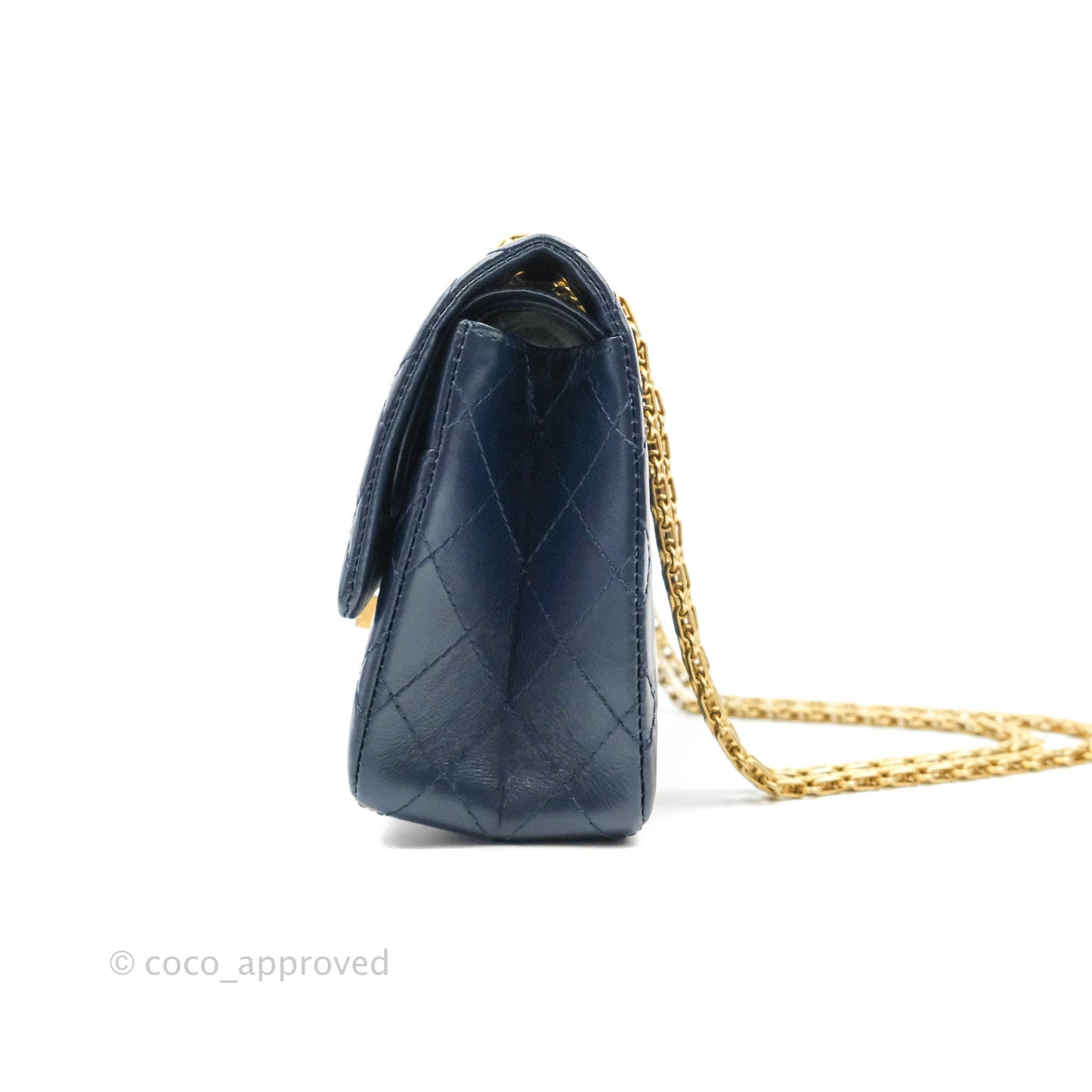 Chanel Reissue Quilted Navy Aged Calfskin Aged Gold Hardware 225