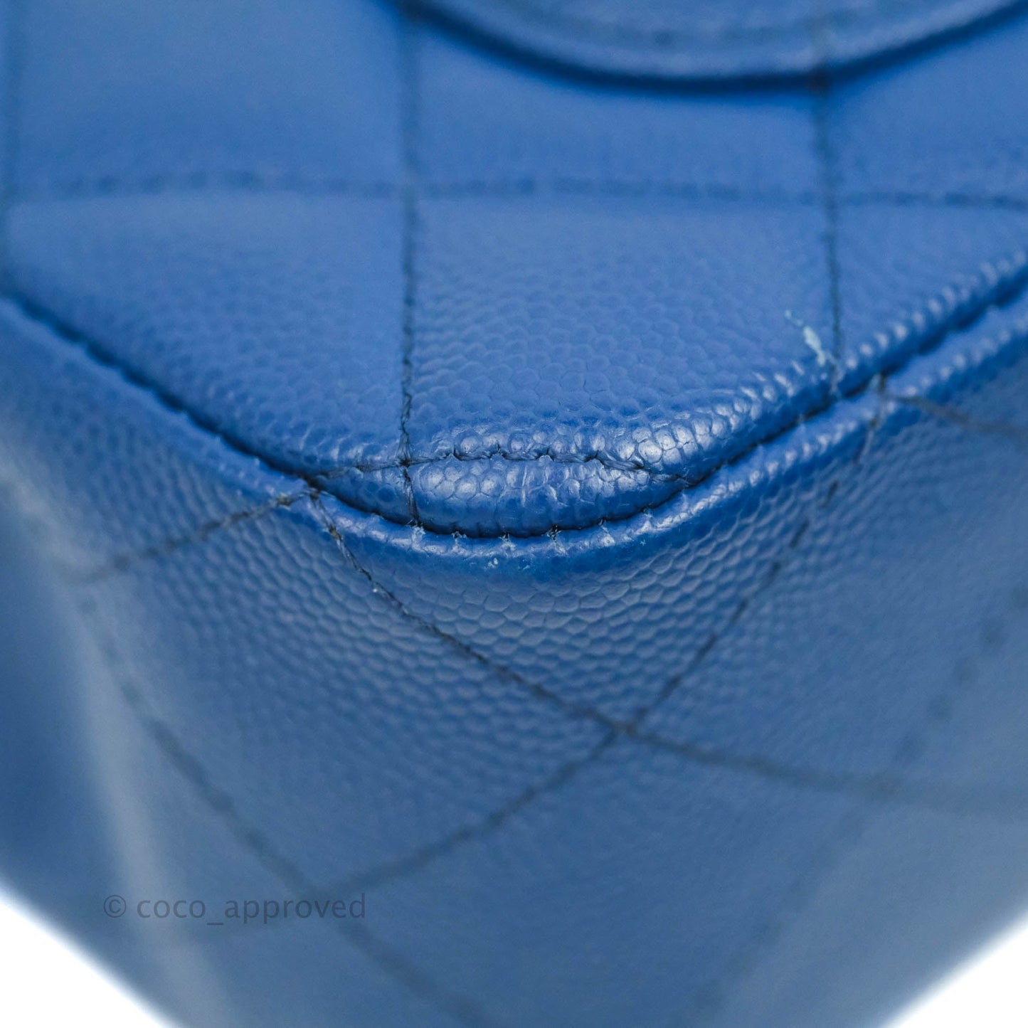 Chanel Quilted Mini Rectangular Flap Blue Caviar Silver Hardware