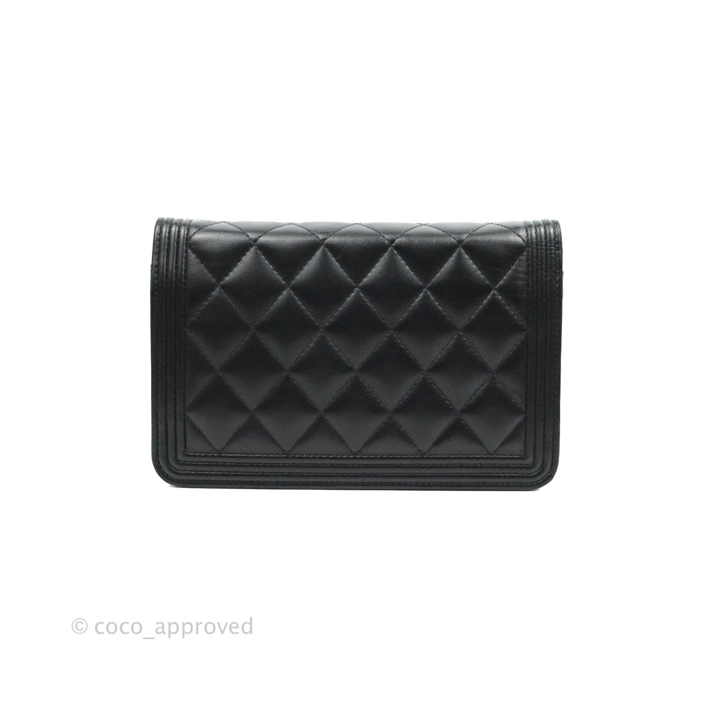 Chanel Quilted Boy Wallet on Chain WOC Black Lambskin Gold Hardware