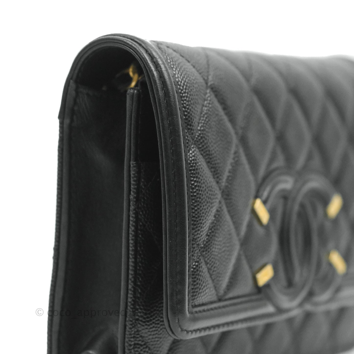 Chanel Filigree Wallet on Chain WOC Black Caviar Gold Hardware