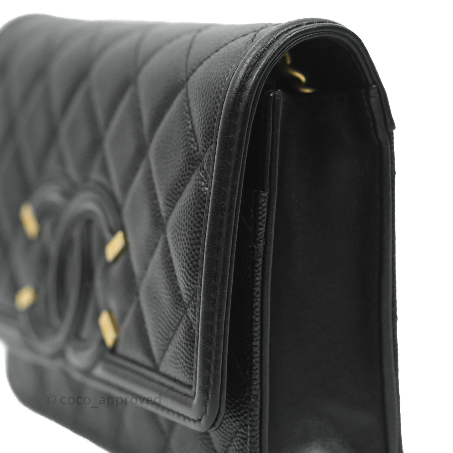 Chanel Filigree Wallet on Chain WOC Black Caviar Gold Hardware