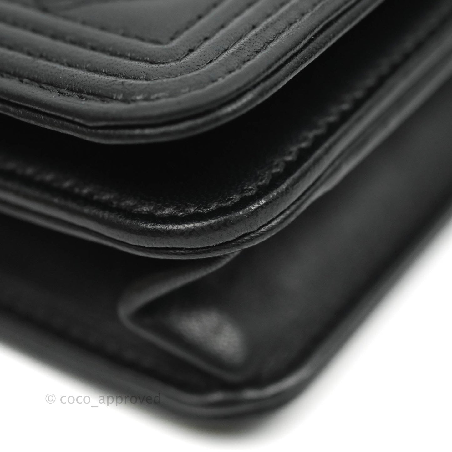 Chanel Quilted Boy Wallet on Chain WOC Black Lambskin Gold Hardware