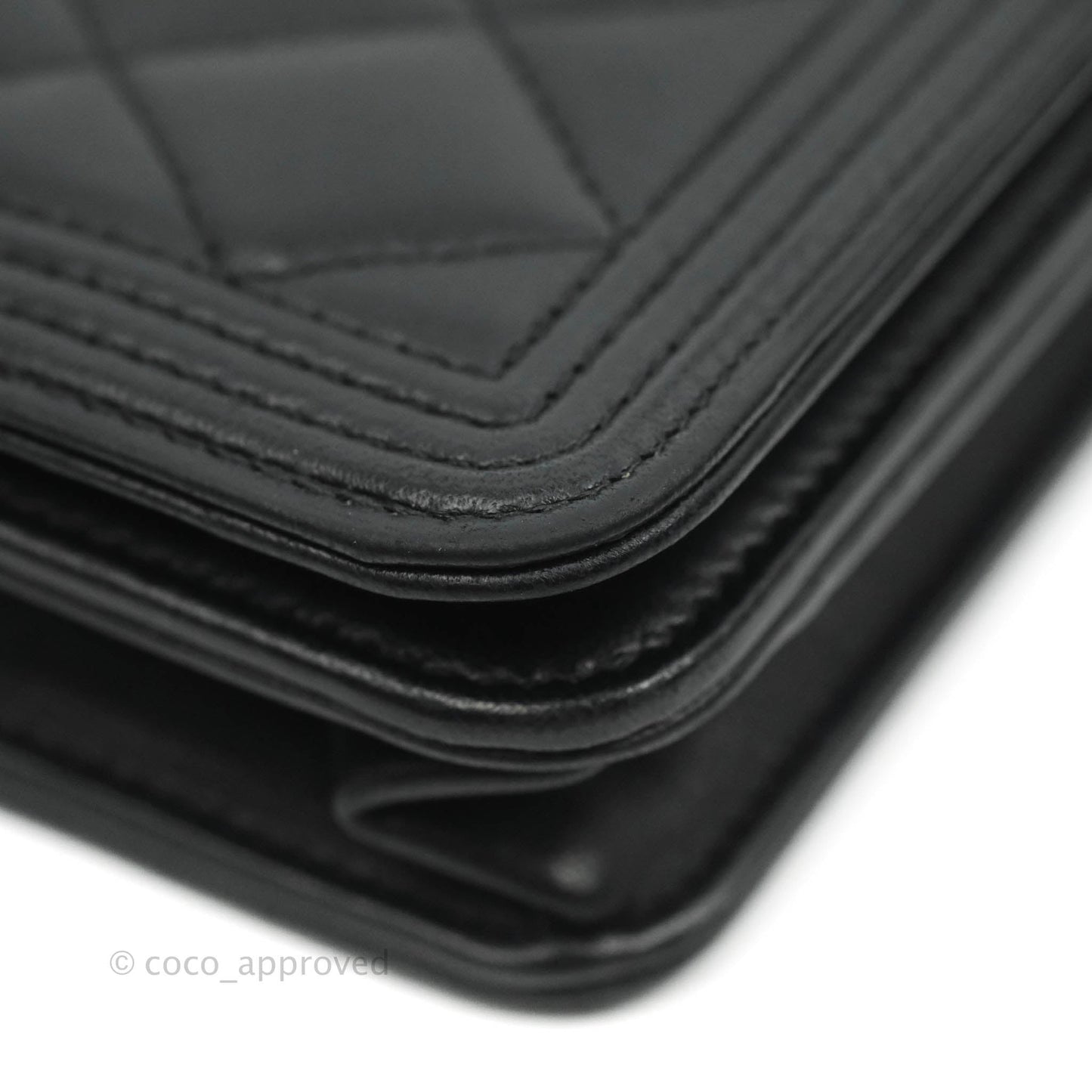 Chanel Quilted Boy Wallet on Chain WOC Black Lambskin Gold Hardware