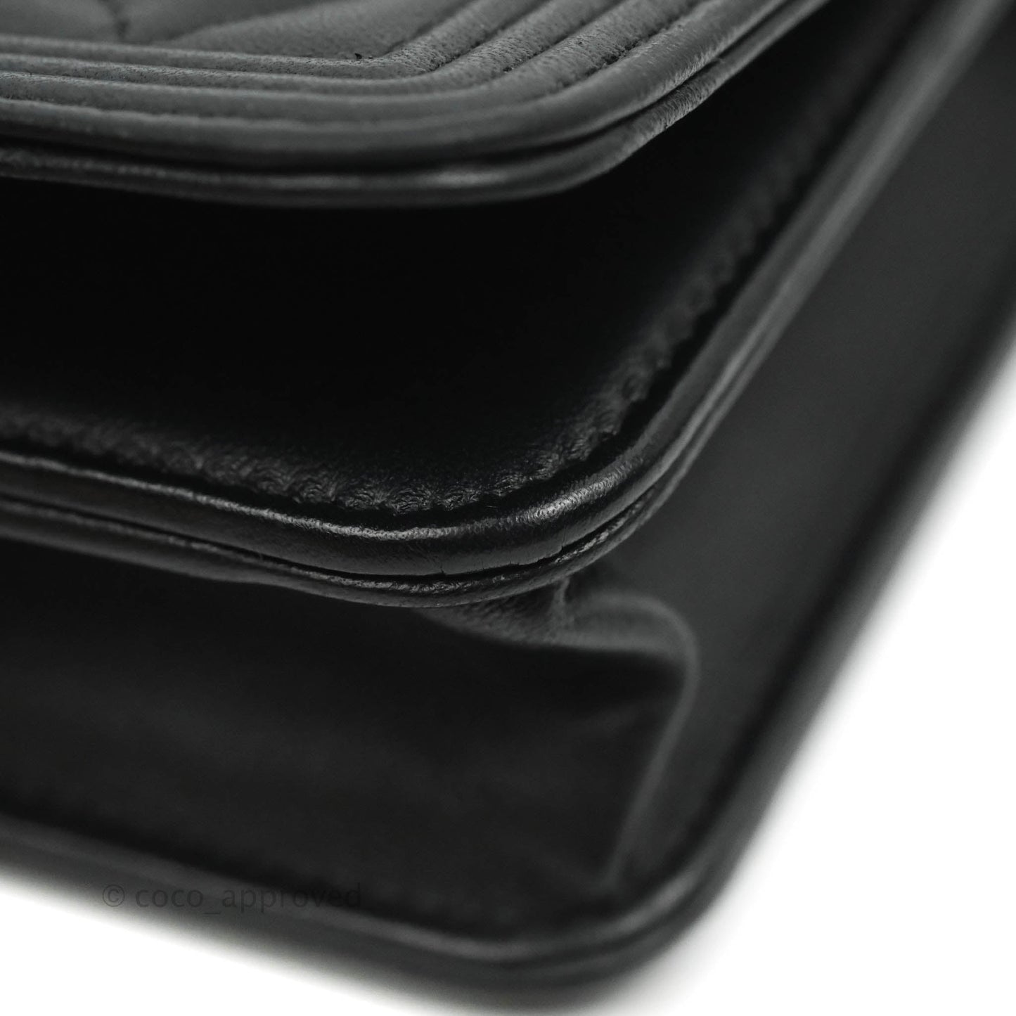 Chanel Quilted Boy Wallet on Chain WOC Black Lambskin Gold Hardware