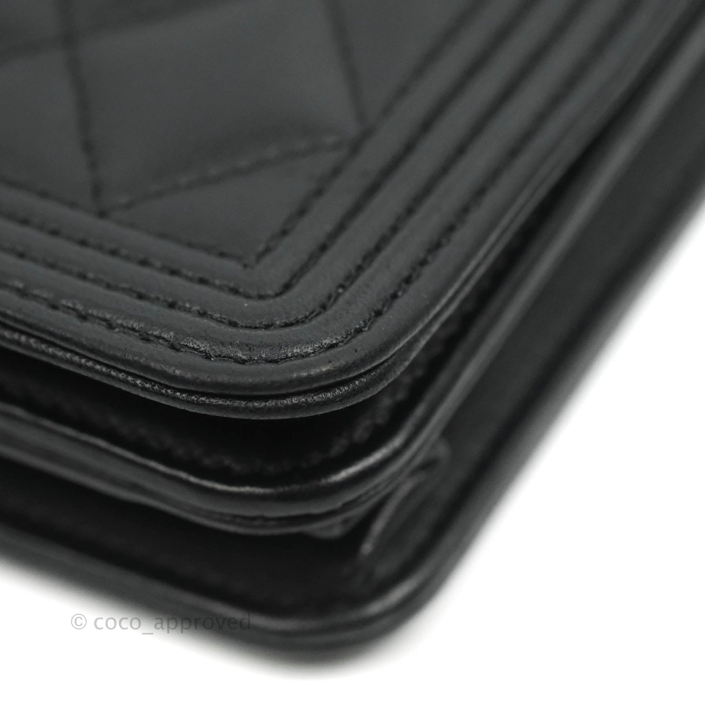 Chanel Quilted Boy Wallet on Chain WOC Black Lambskin Gold Hardware