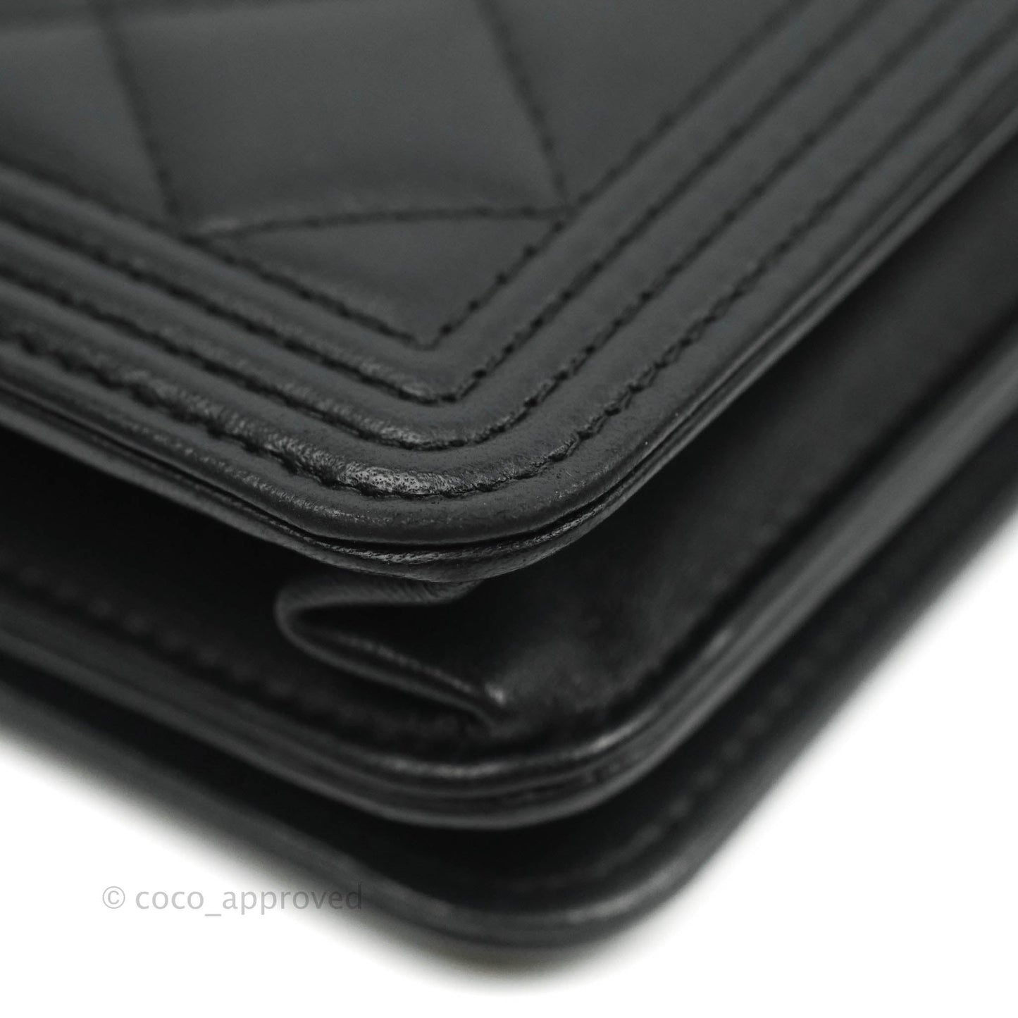 Chanel Quilted Boy Wallet on Chain WOC Black Lambskin Gold Hardware