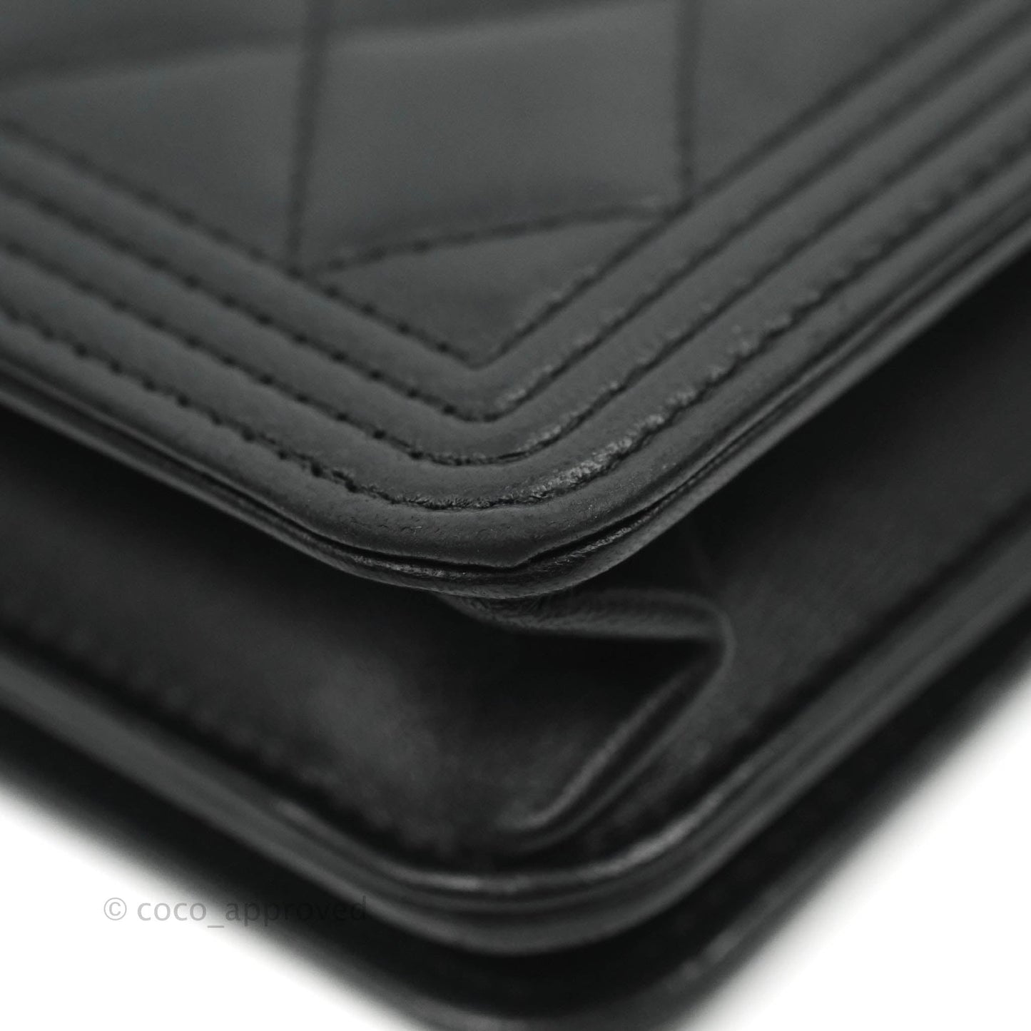 Chanel Quilted Boy Wallet on Chain WOC Black Lambskin Gold Hardware