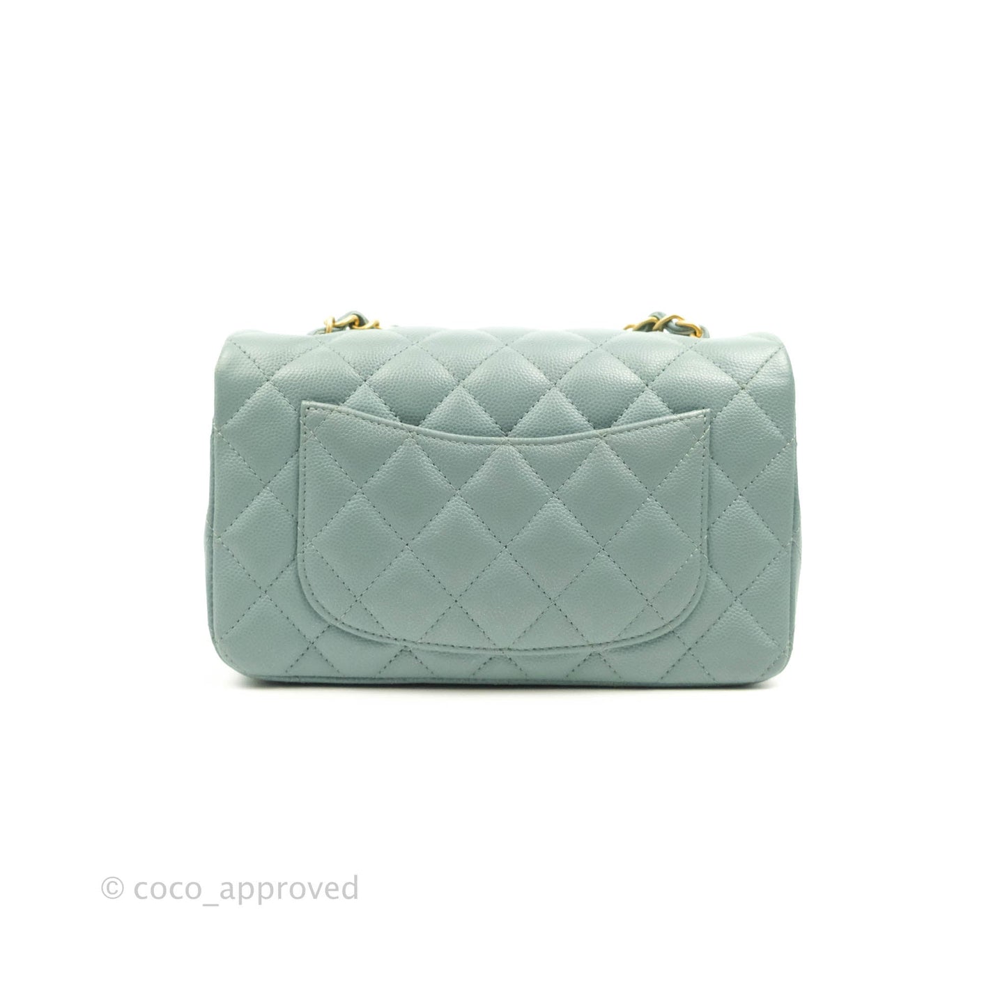 Chanel Quilted Mini Rectangular Flap Iridescent Blue Green Aged Gold Hardware