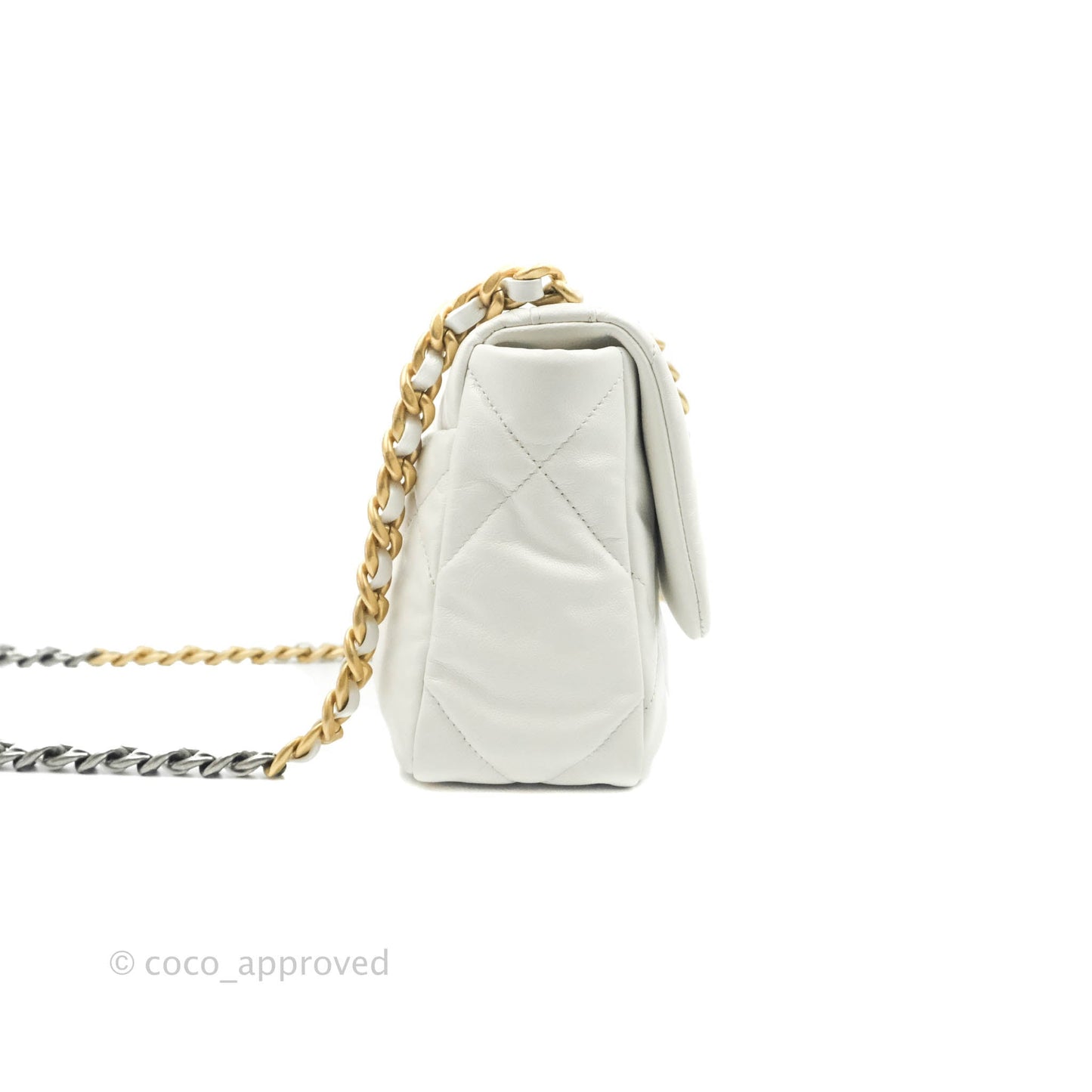 Chanel 19 Small White Goatskin Mixed Hardware 20A