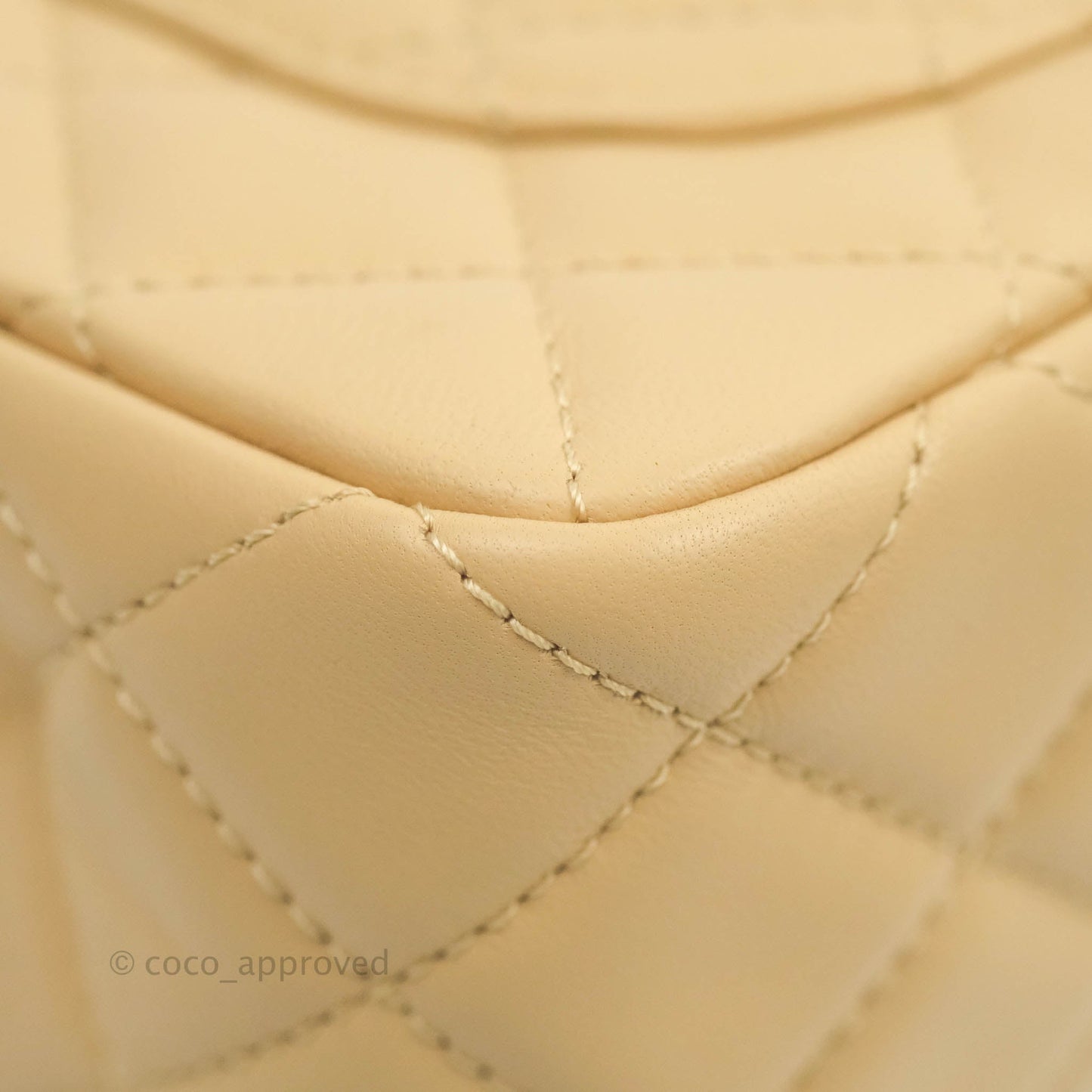 Chanel Mini Rectangular Pearl Crush Quilted Beige Lambskin Aged Gold Hardware 22C