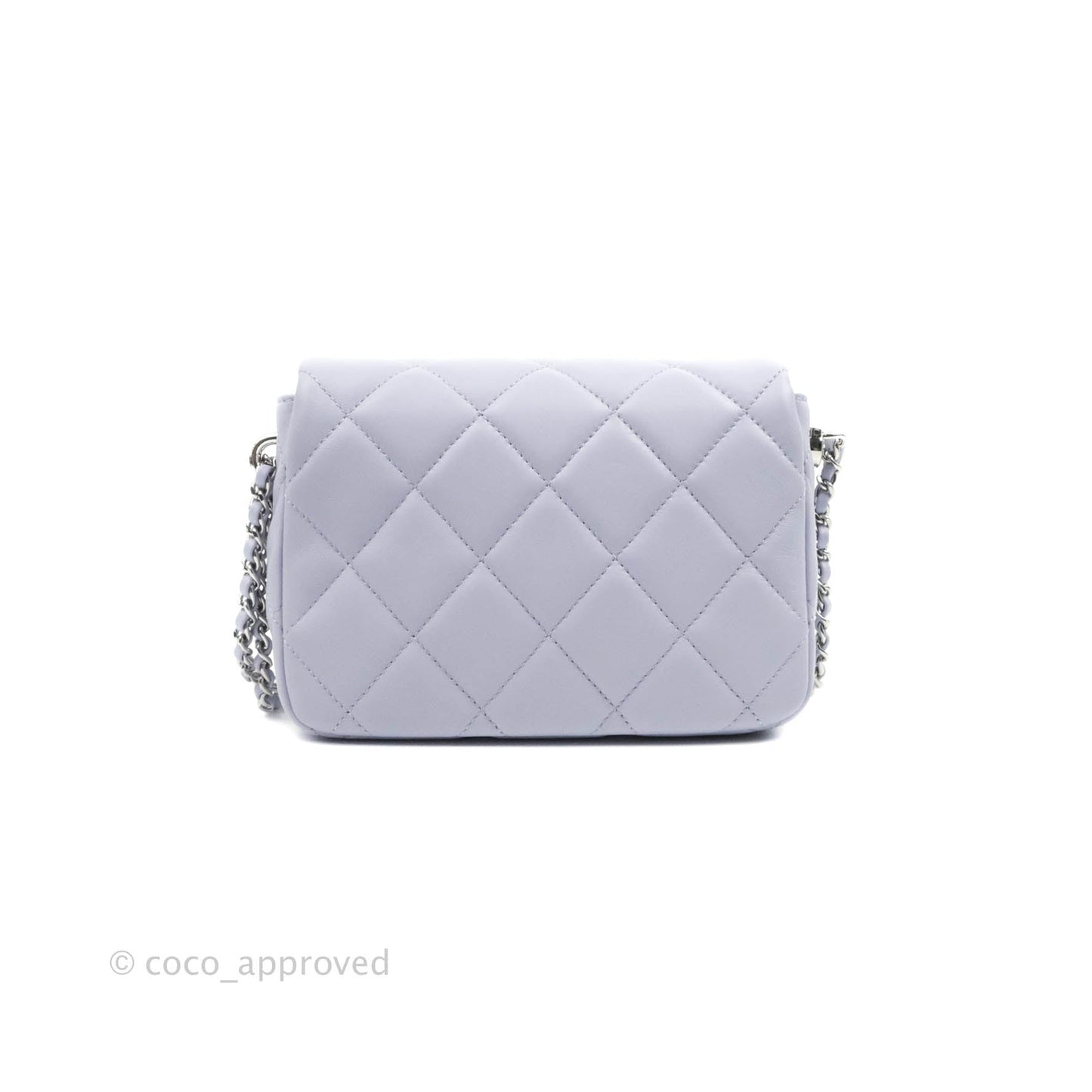 Chanel Quilted My Perfect Mini With Pearl Lilac Lambskin Silver Hardware