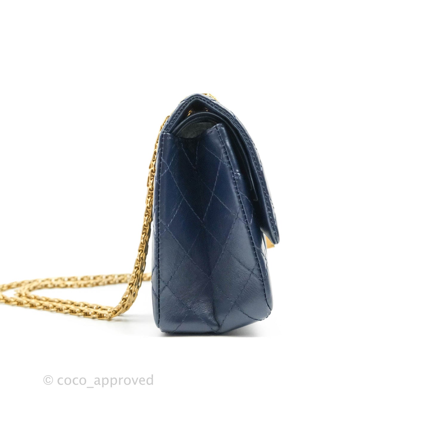 Chanel Reissue Quilted Navy Aged Calfskin Aged Gold Hardware 225