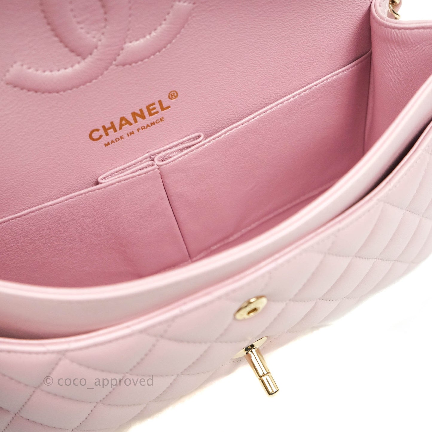 Chanel Quilted M/L Medium Double Flap Bag Iridescent Pink Calfskin Gold Hardware 21S