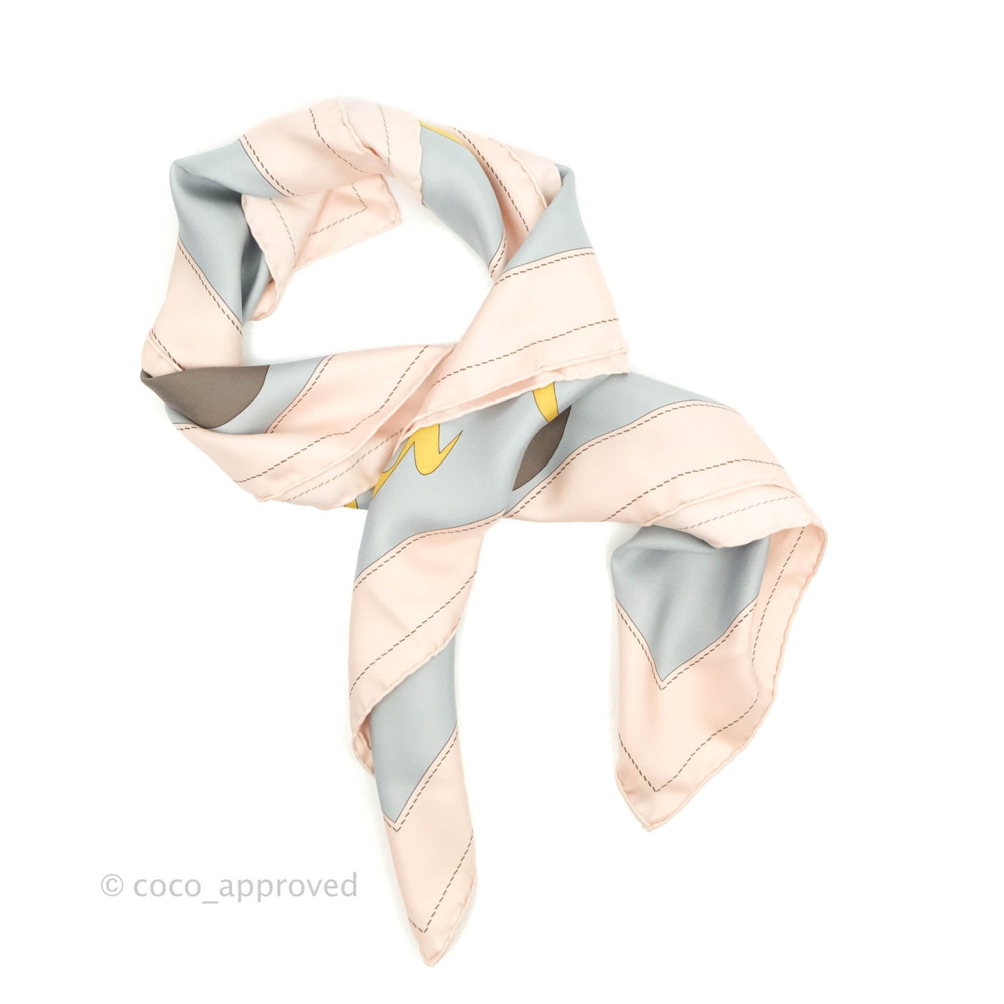 Hermès Silk Scarf 90 Rose Pale/Gris Bleute/Taupe