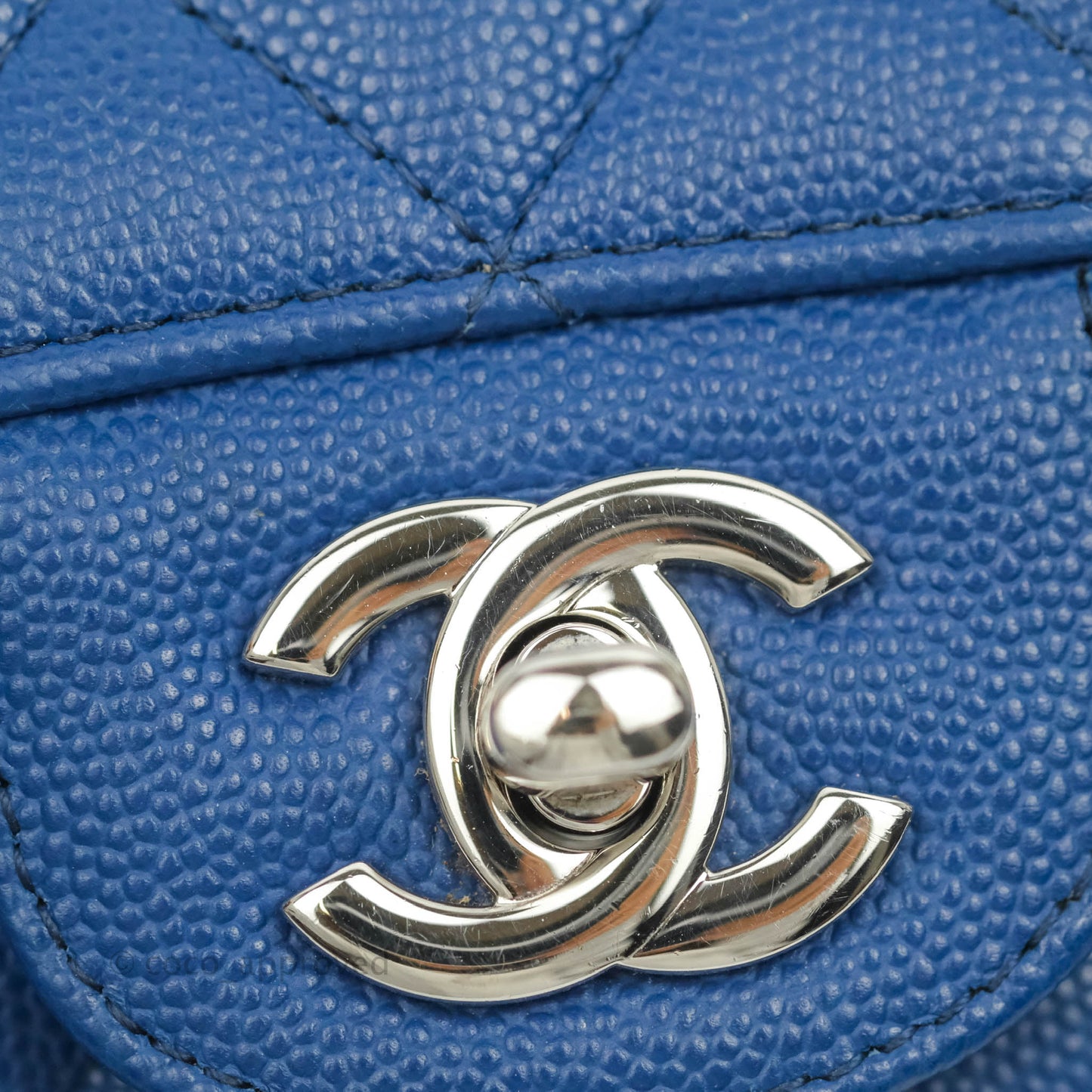 Chanel Quilted Mini Rectangular Flap Blue Caviar Silver Hardware