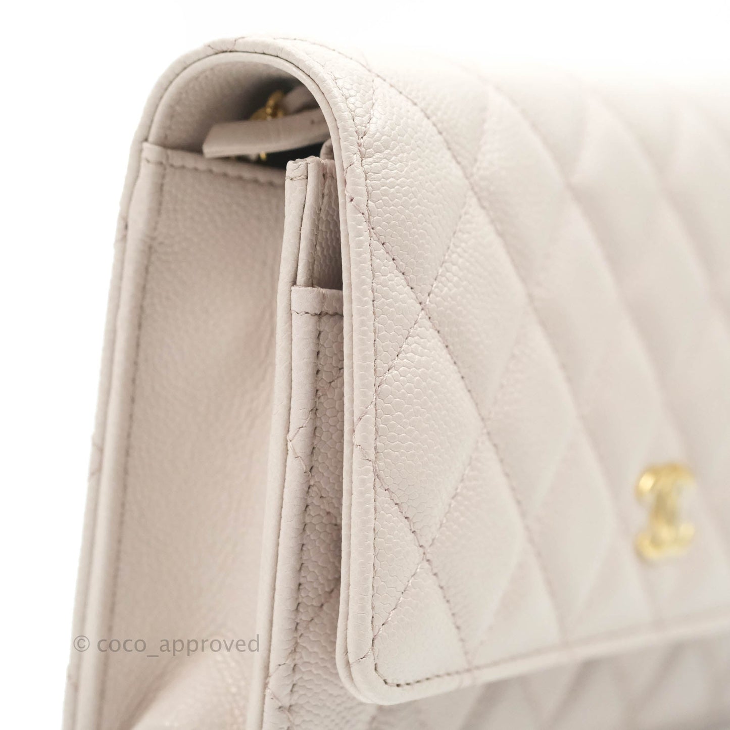 Chanel Quilted WOC Lilac Caviar CC Coco Chain Gold Hardware