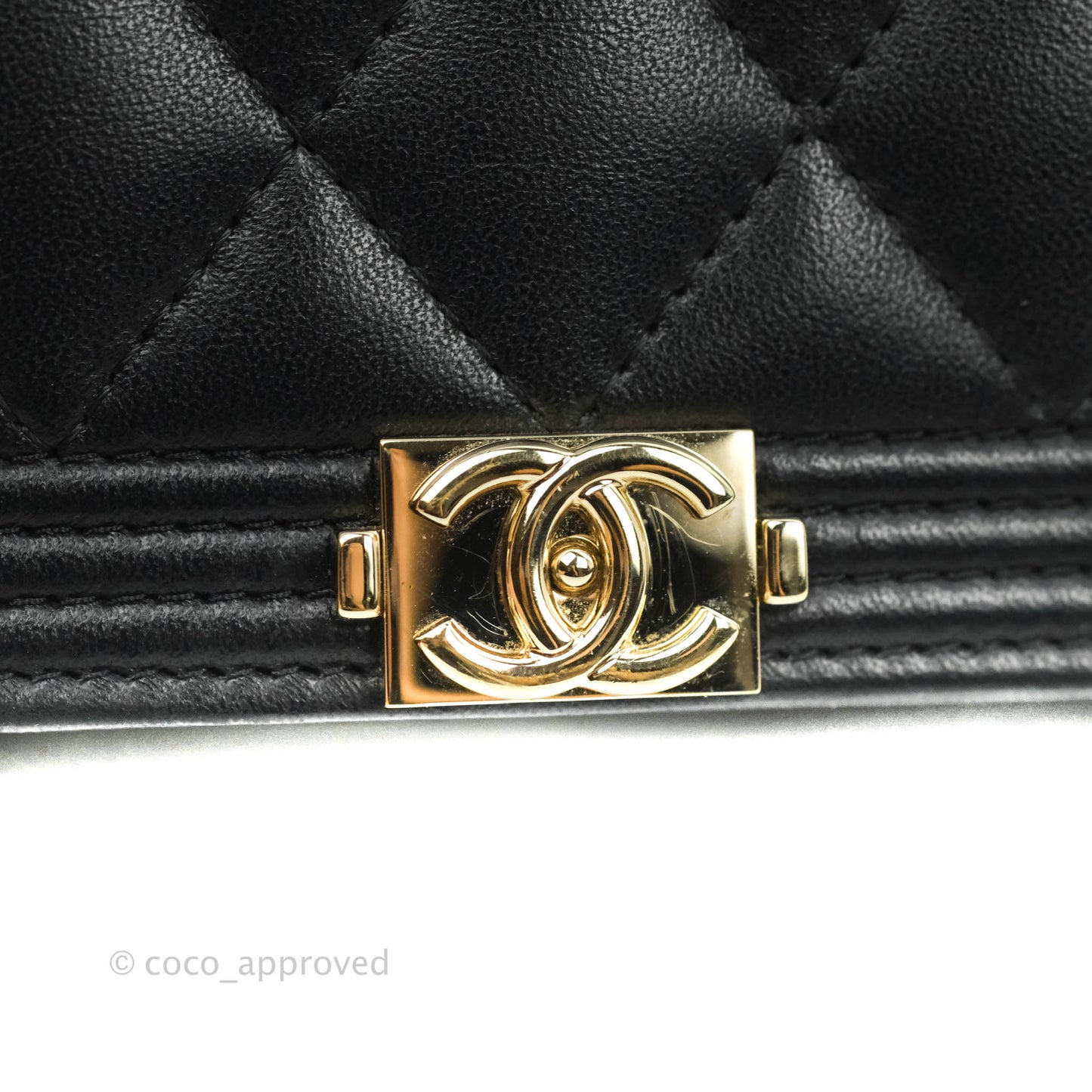 Chanel Quilted Boy Wallet on Chain WOC Black Lambskin Gold Hardware