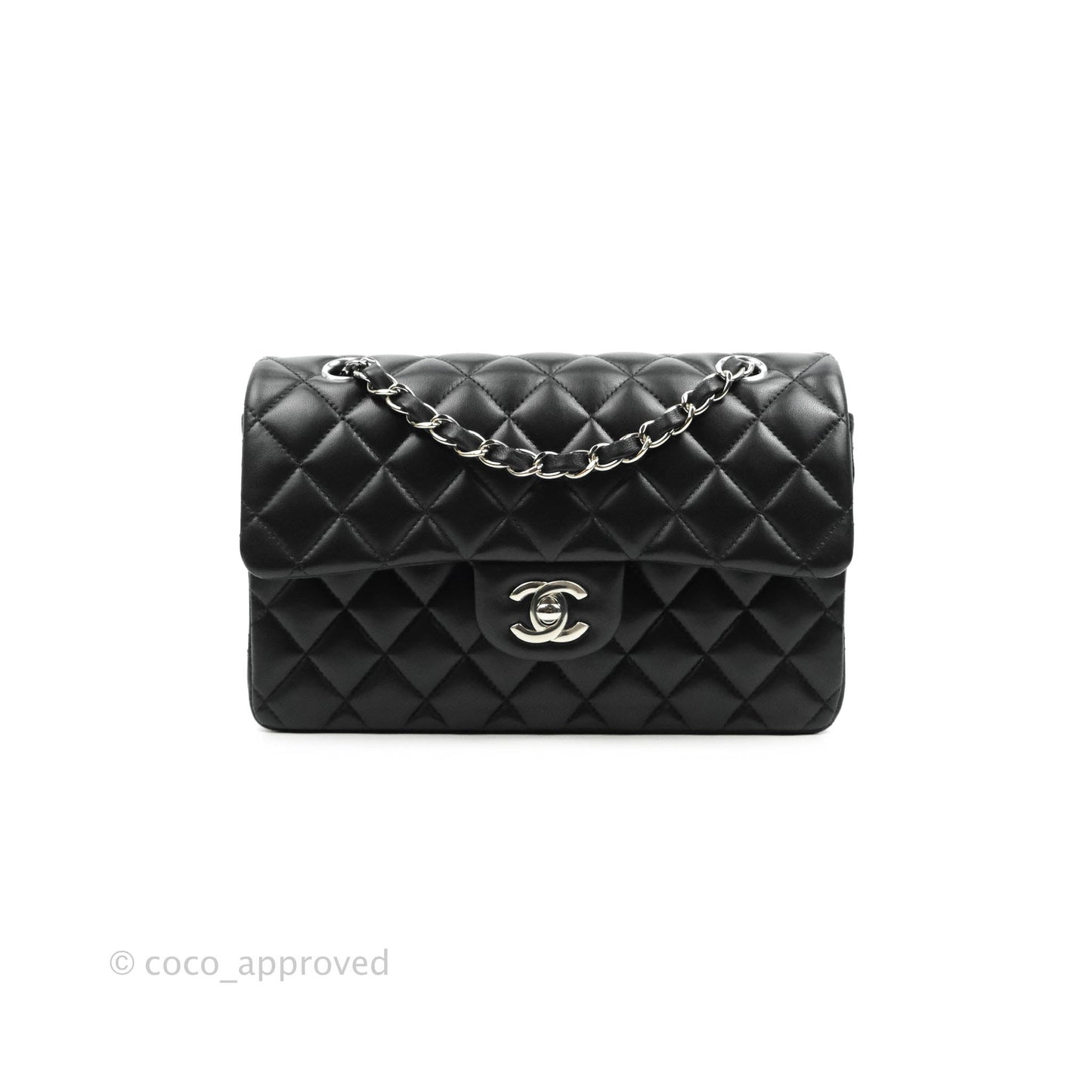 Chanel Small S/M Classic Flap Black Lambskin Silver Hardware