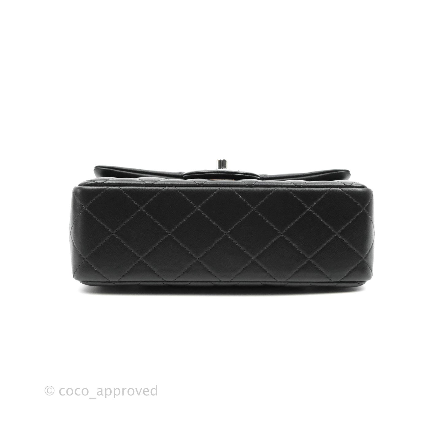 Chanel Quilted Mini Rectangular Flap Black Lambskin Silver Hardware
