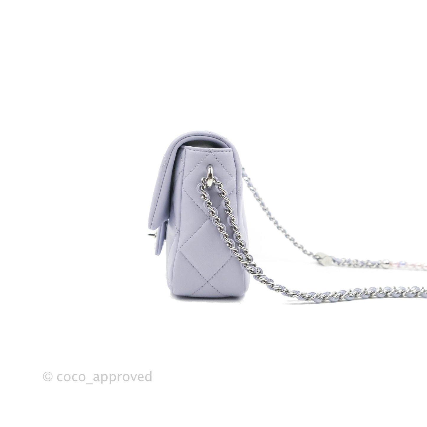 Chanel Quilted My Perfect Mini With Pearl Lilac Lambskin Silver Hardware