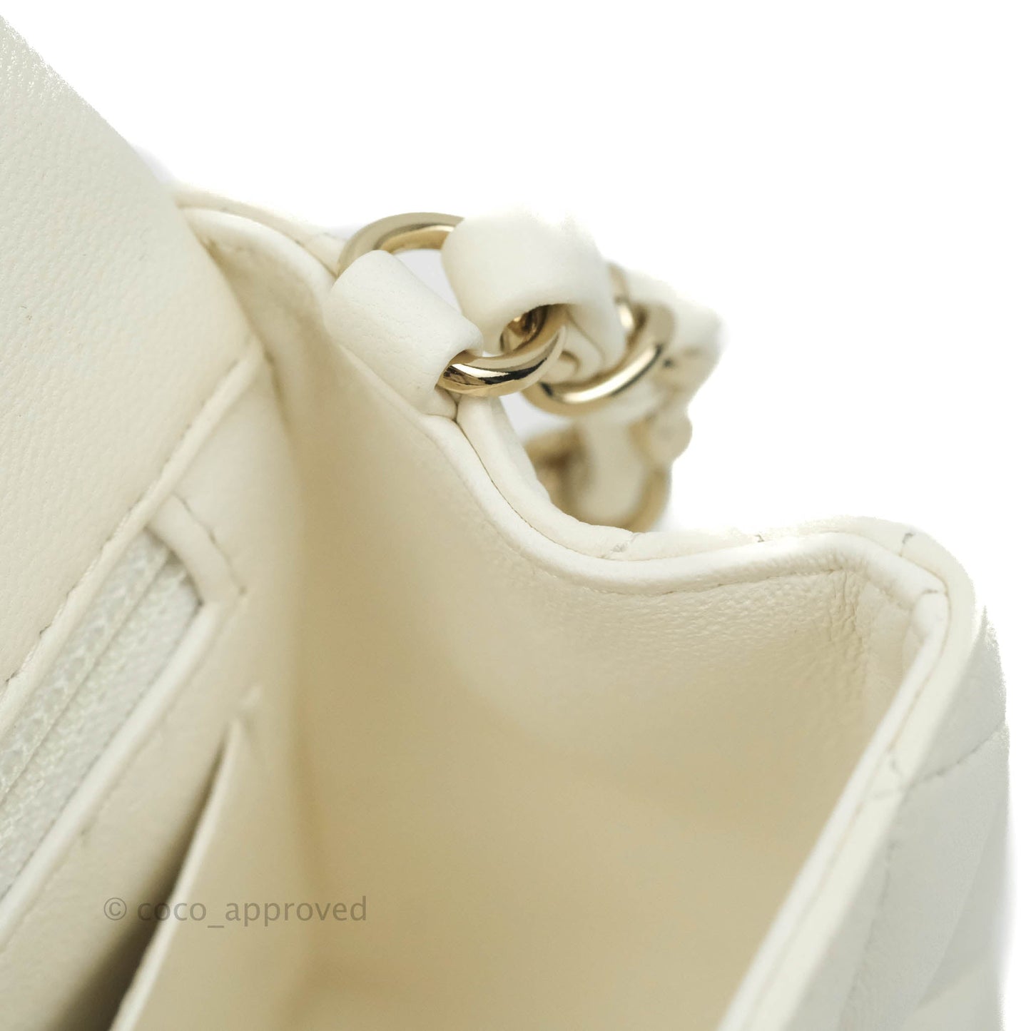 Chanel Quilted Mini Rectangular Flap White Lambskin Gold Hardware