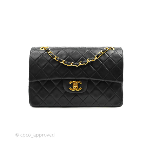Chanel Classic Vintage Small S/M Flap Black Lambskin 24K Gold Hardware