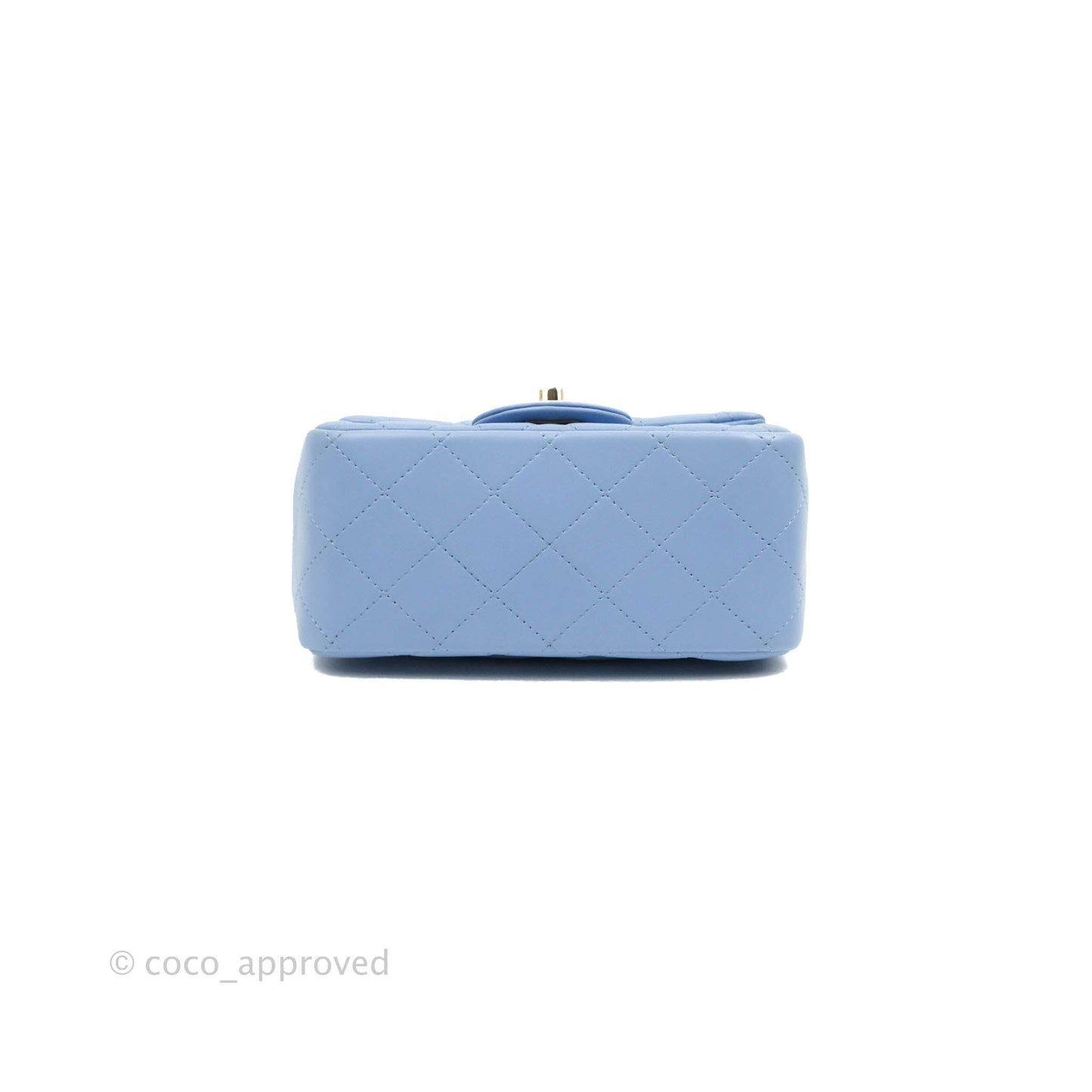 Chanel Mini Square Quilted Sky Blue Lambskin Gold Hardware 21C