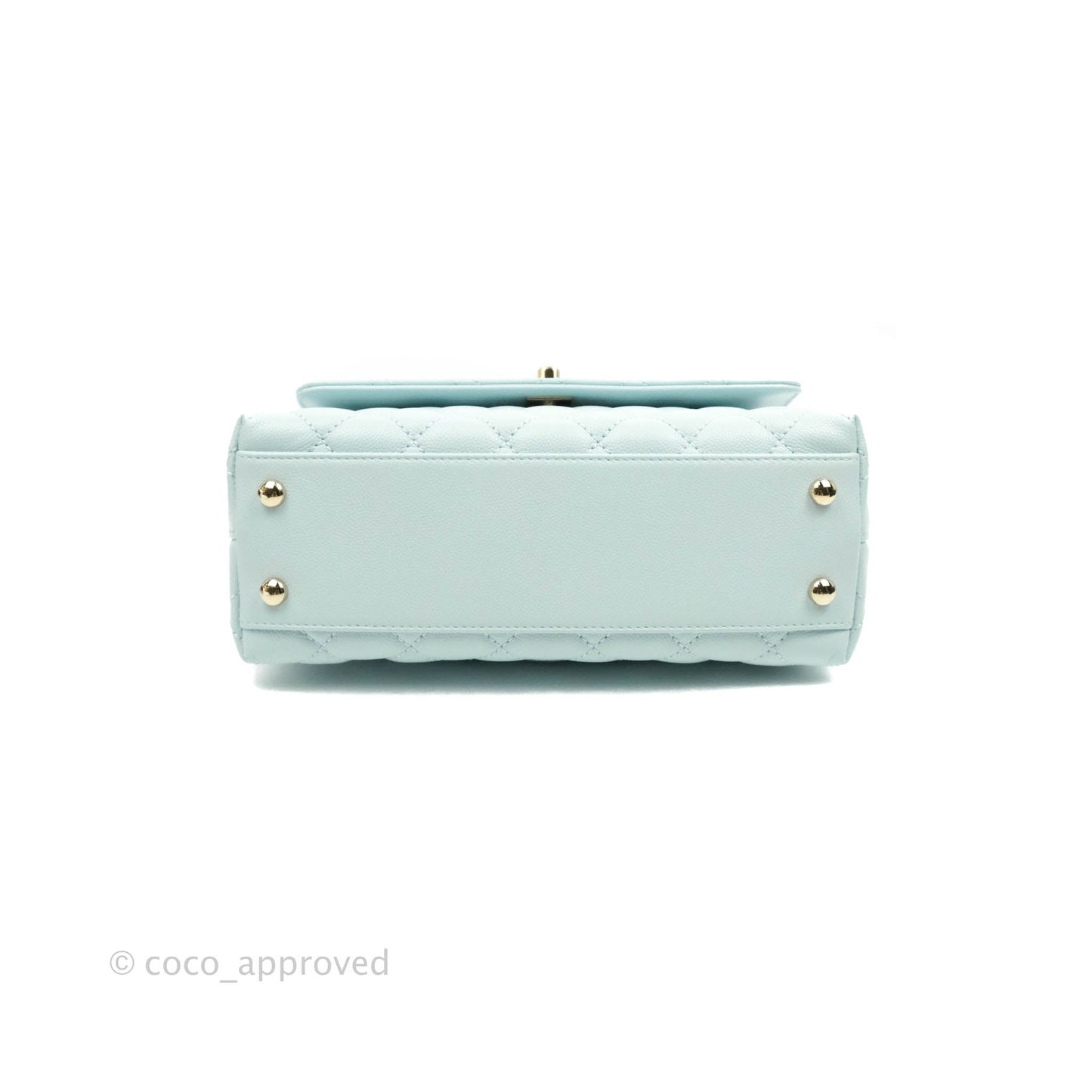 Chanel Mini Coco Handle Quilted Pale Mint Caviar Gold Hardware