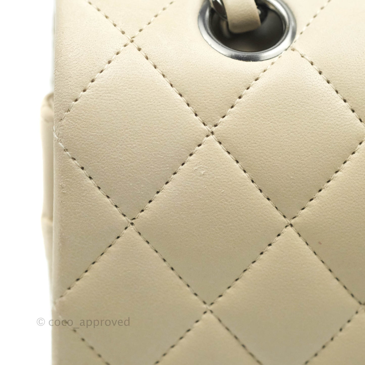 Chanel Classic M/L Medium Double Flap Light Beige Lambskin Gun Metal